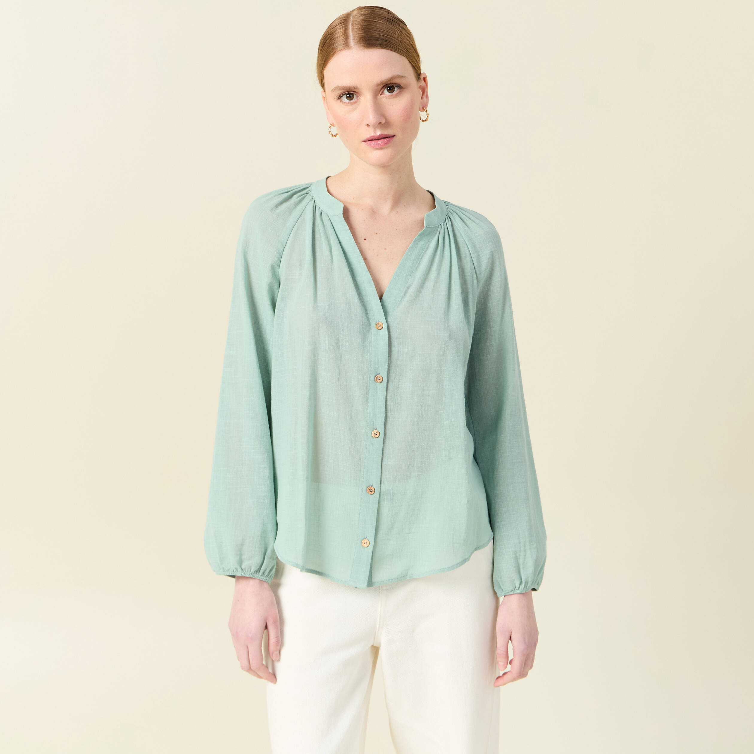 chemise manches longues vert pastel femme Chemise manches longues vert pastel femme
