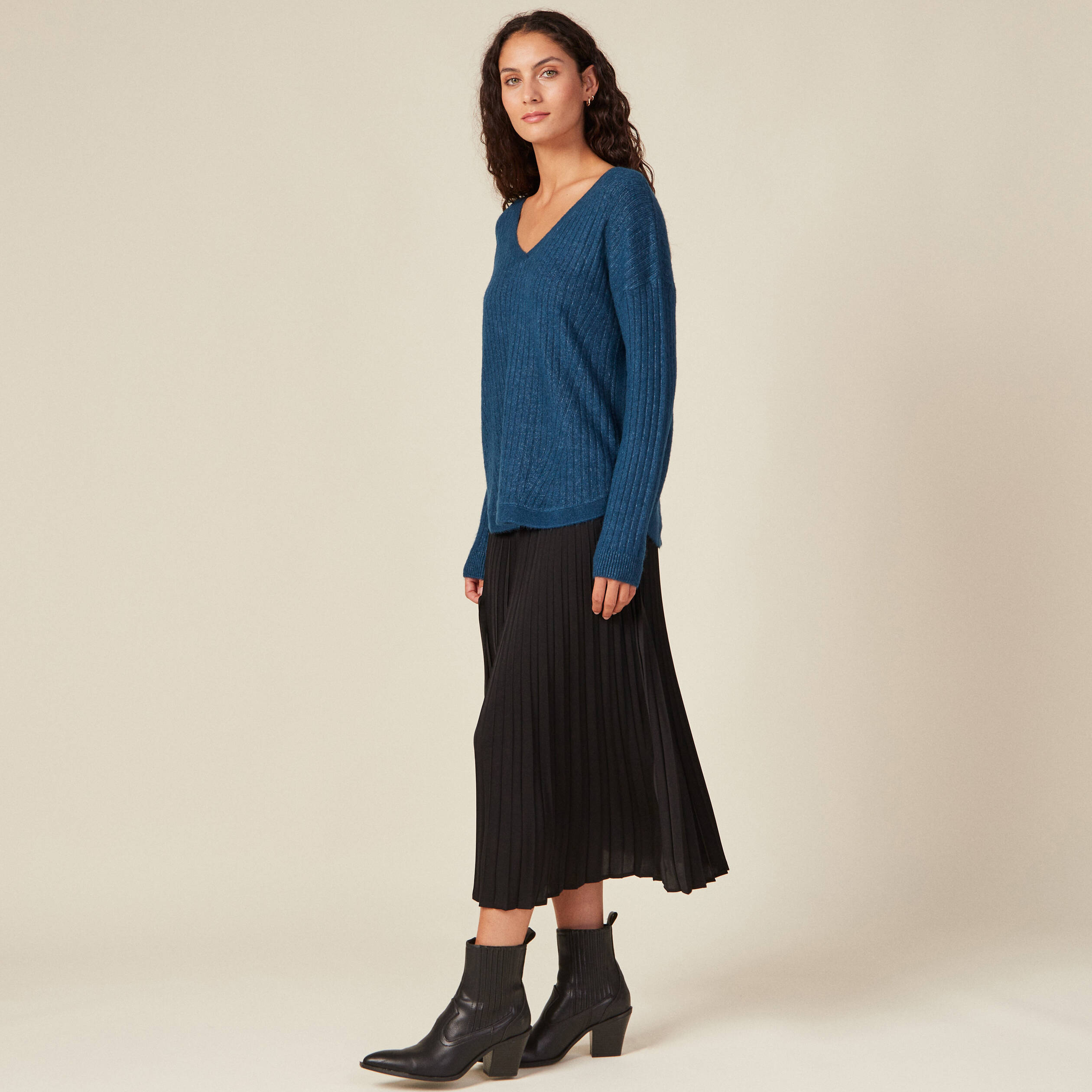Pull bleu canard femme