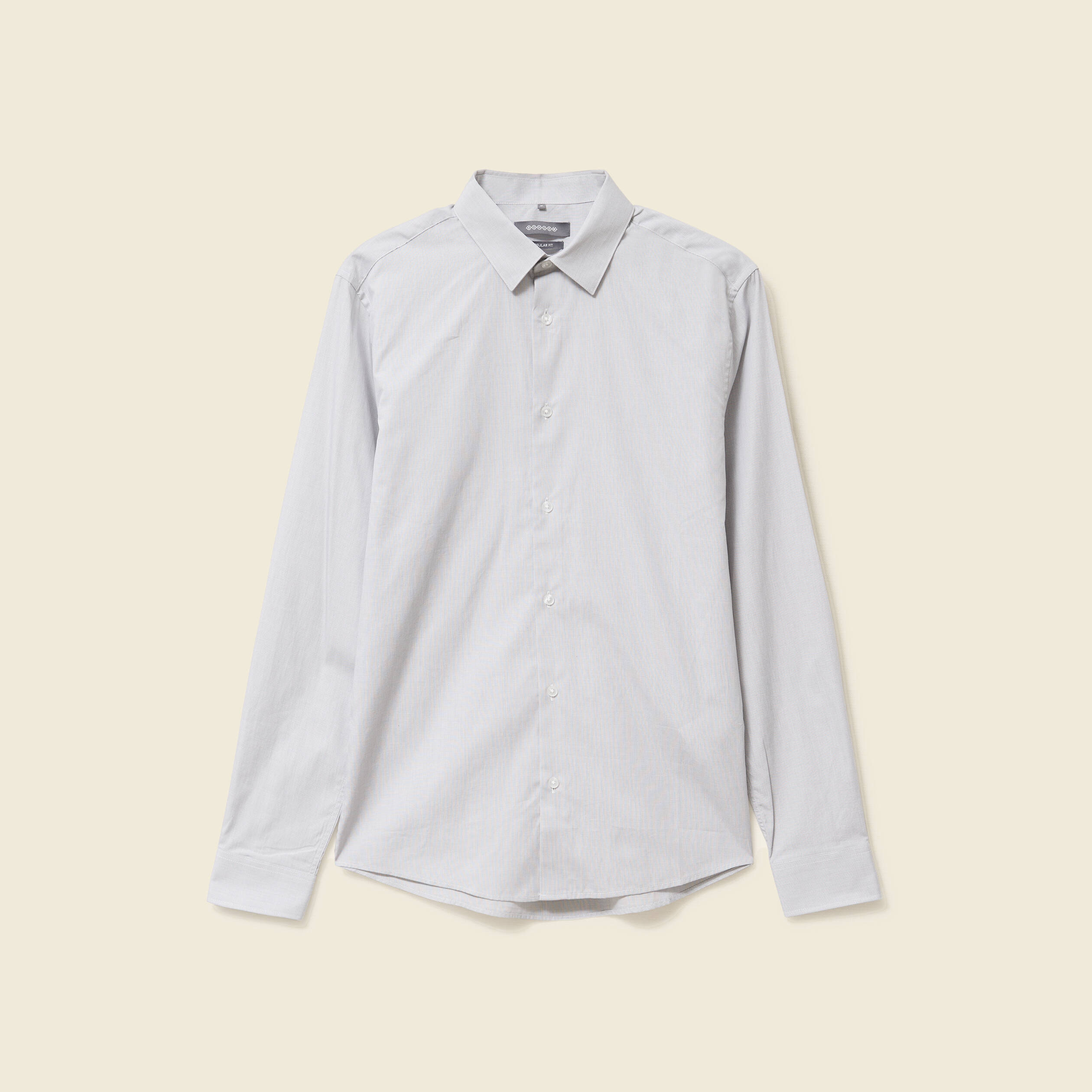 Chemise en coton manches longues gris fonc&eacute; homme