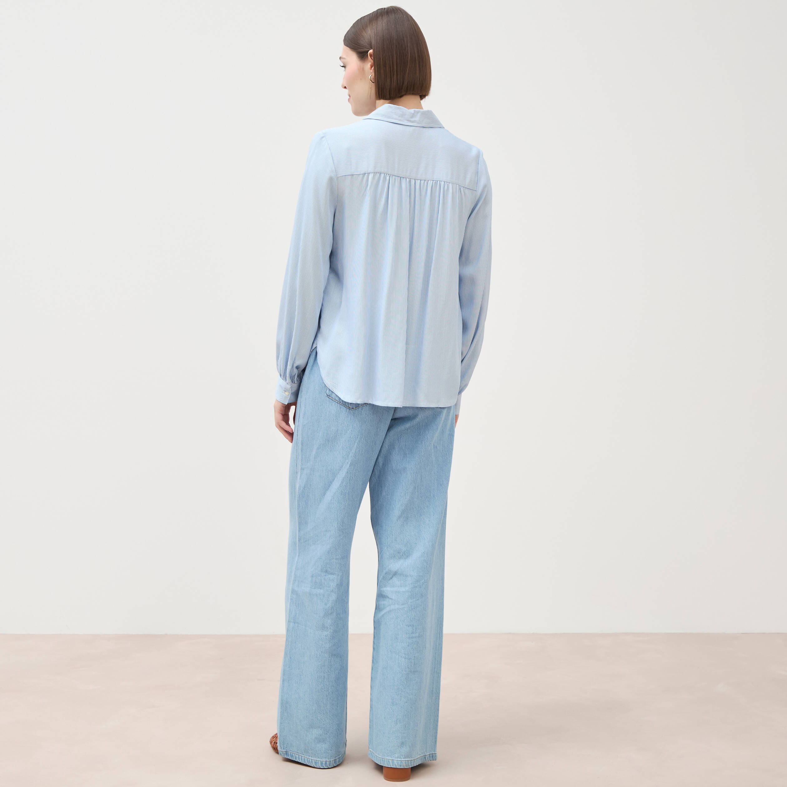 Blouse manches longues bleu femme