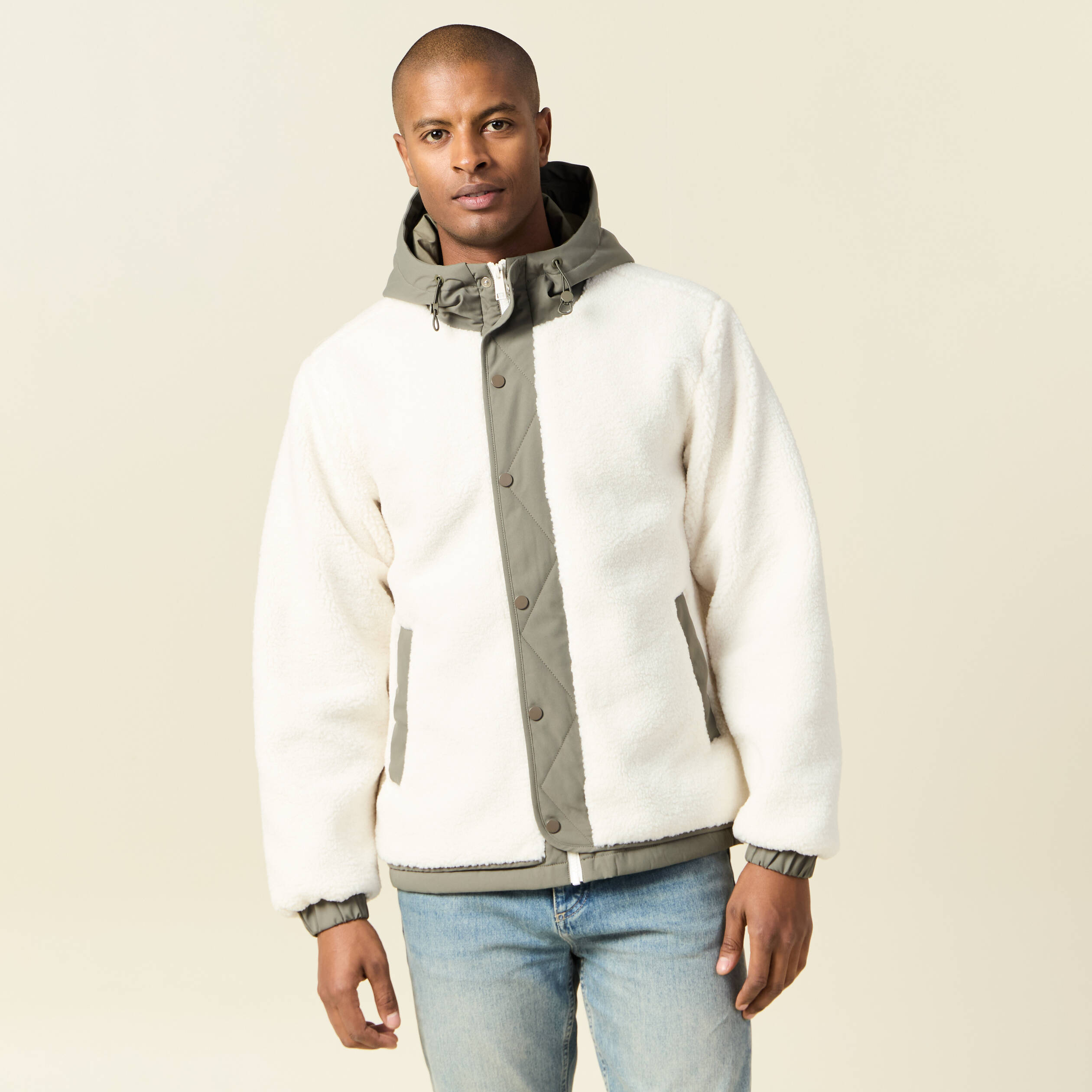 blouson a capuche ecru homme Blouson à capuche ecru homme