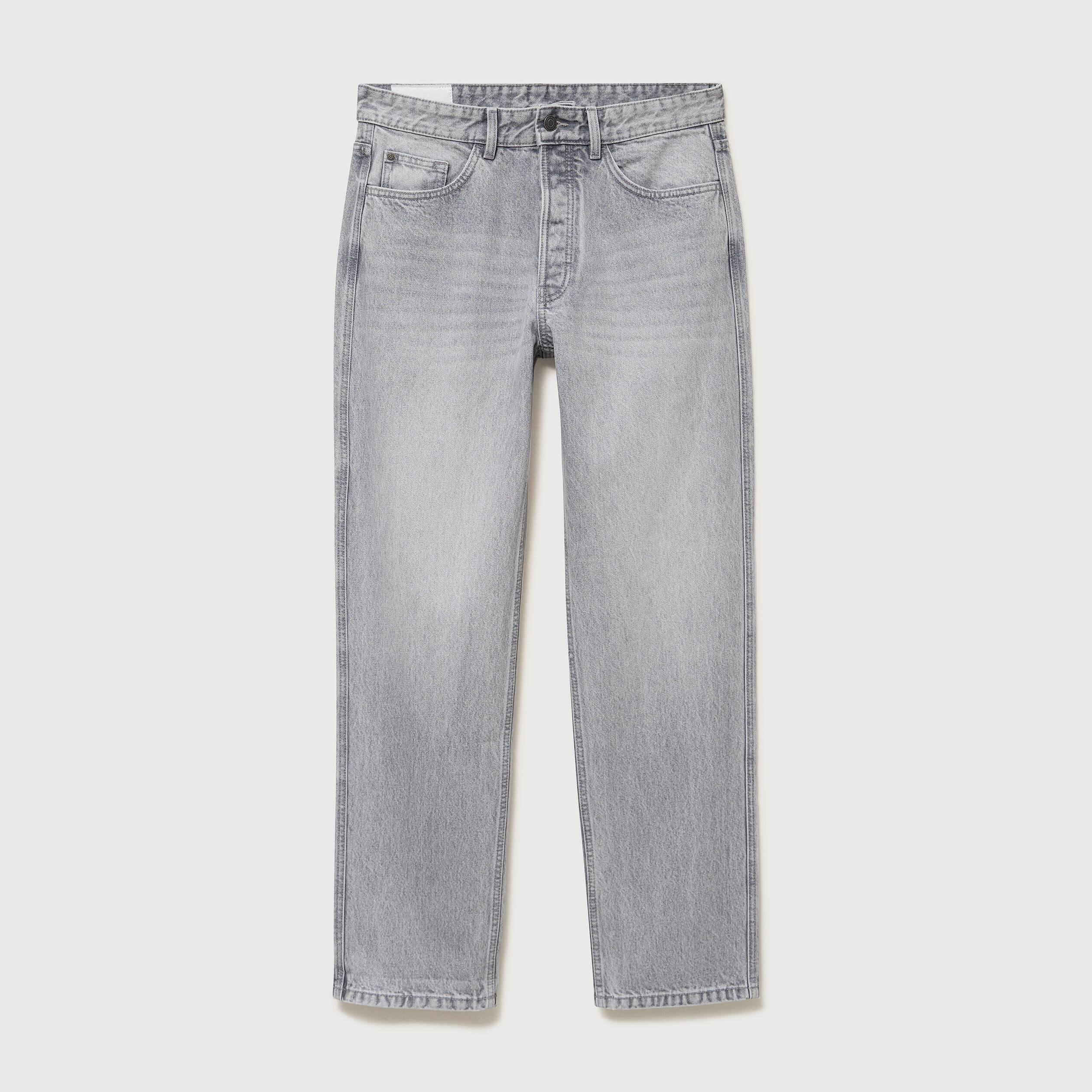 Jeans large longueur 34 en coton denim snow gris homme