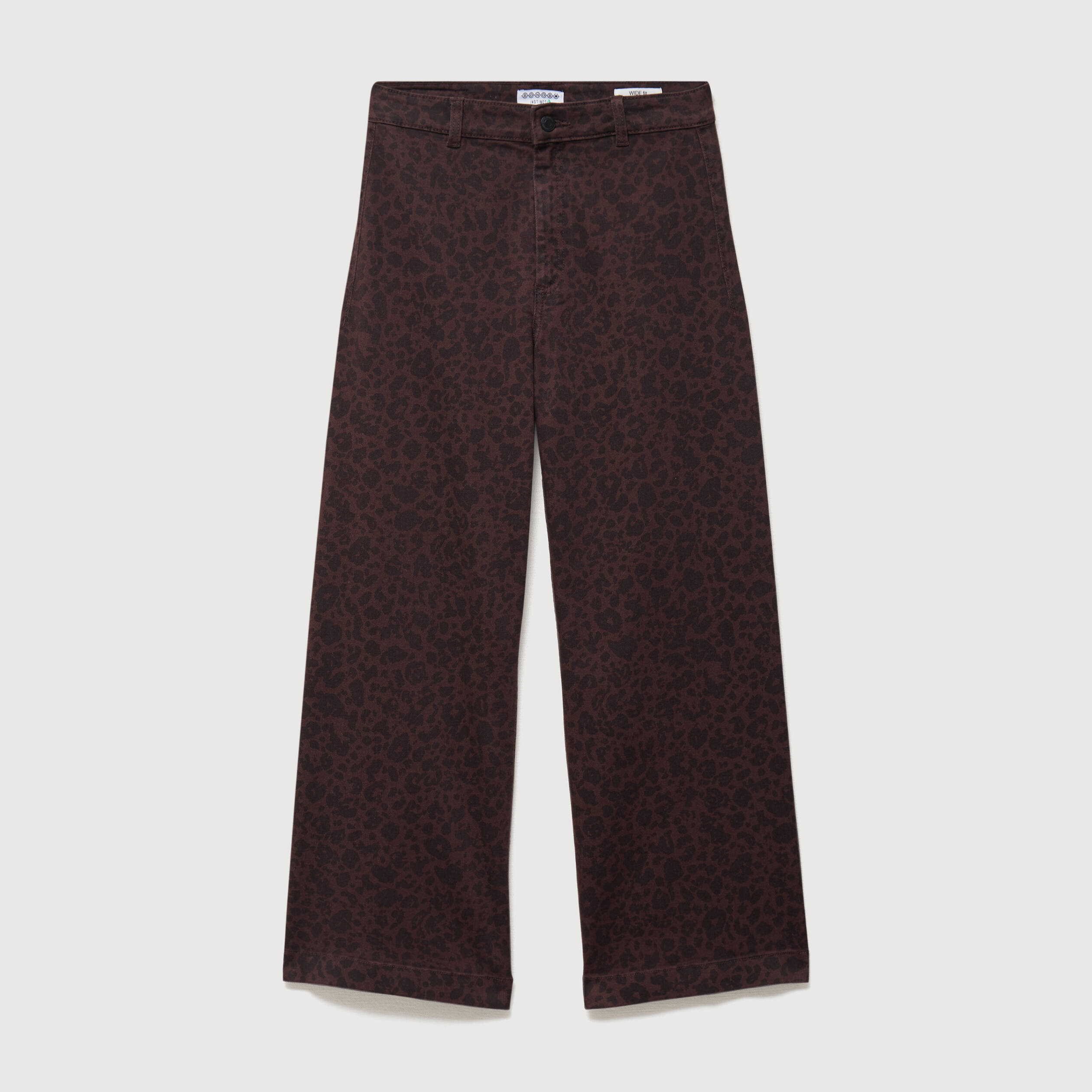Jeans large cropped taille haute marron chocolat femme