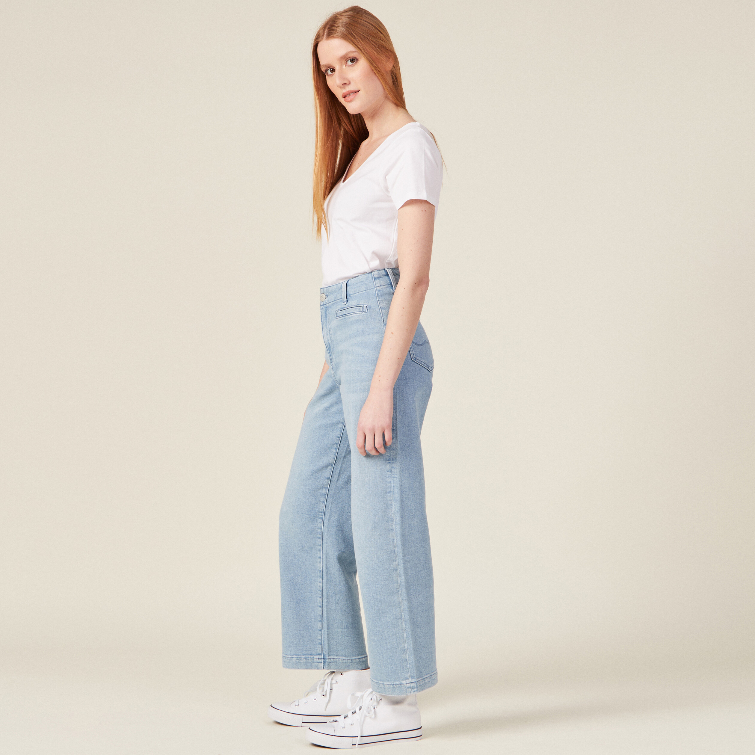 Jeans flare denim bleach femme