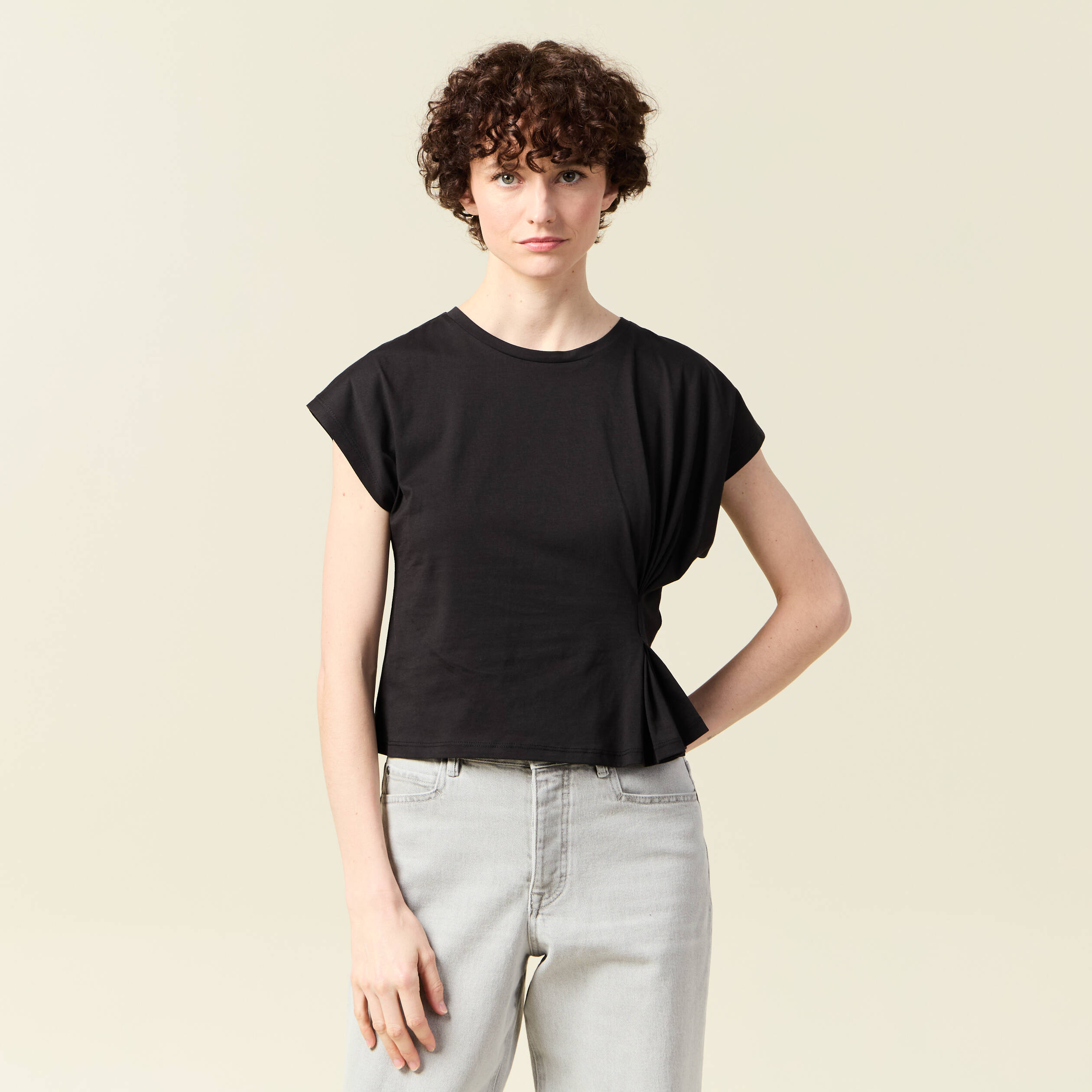 t shirt manches courtes noir femme T-shirt manches courtes noir femme