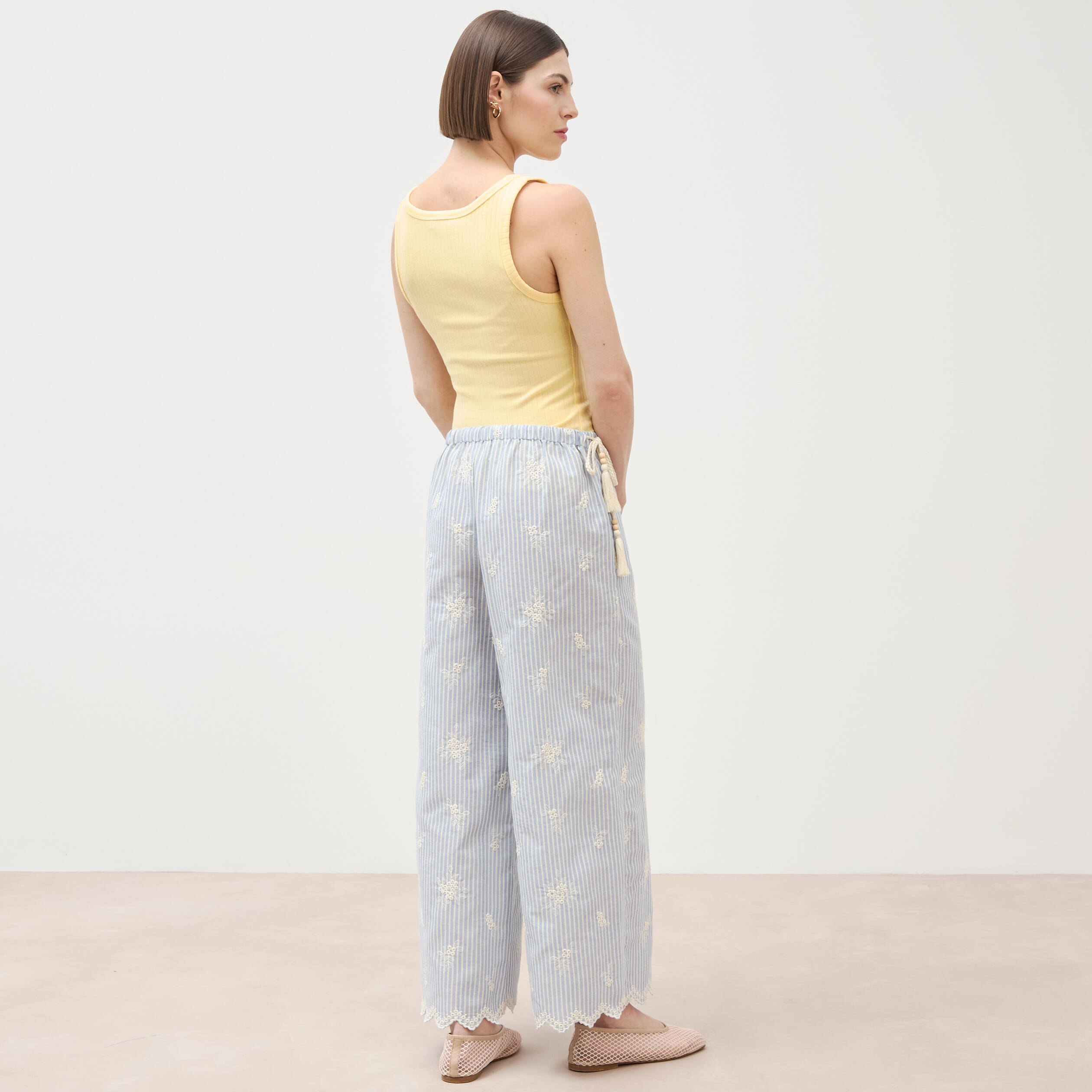 Pantalon loose taille standard bleu clair femme