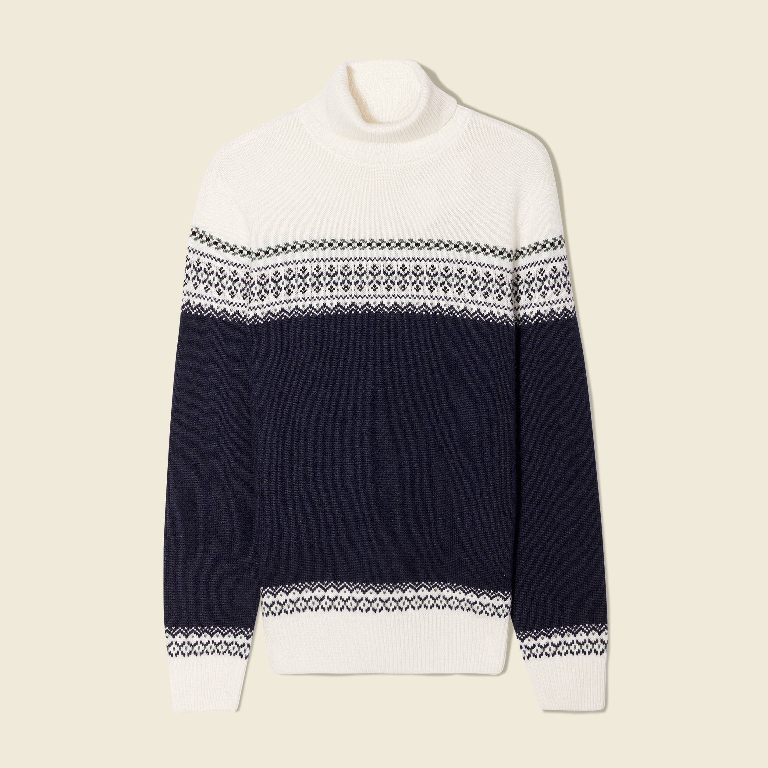 Pull manches longues vert kaki homme