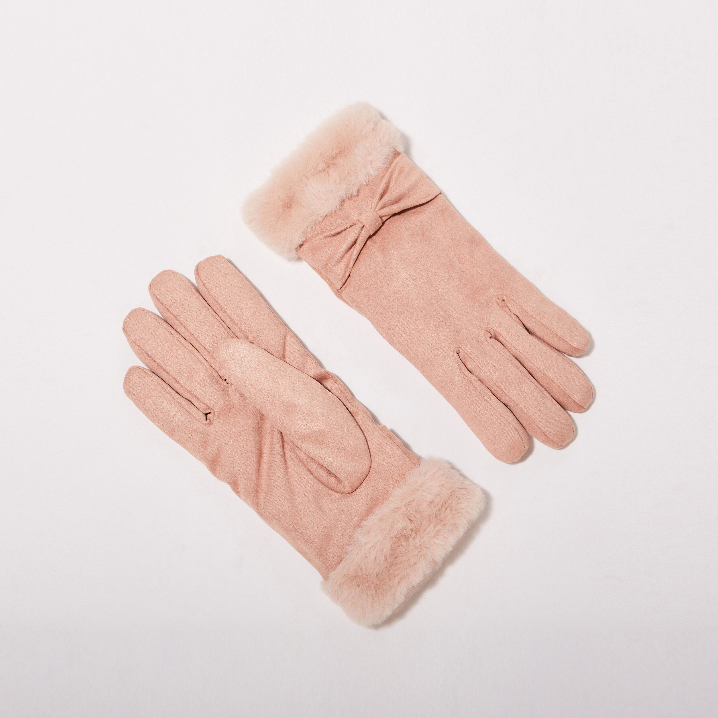 Gants avec noeuds marron clair femme