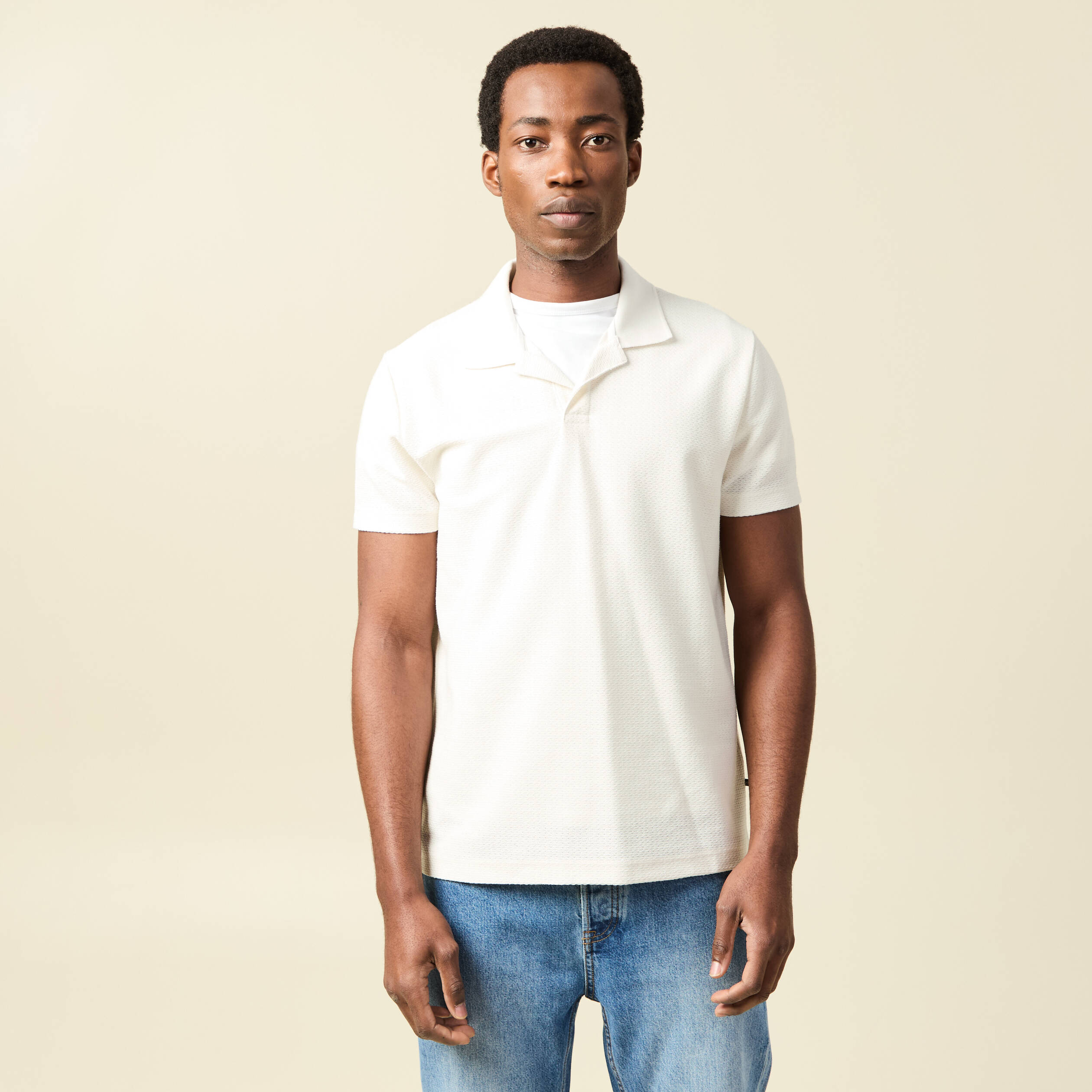 Polo manches courtes ecru homme