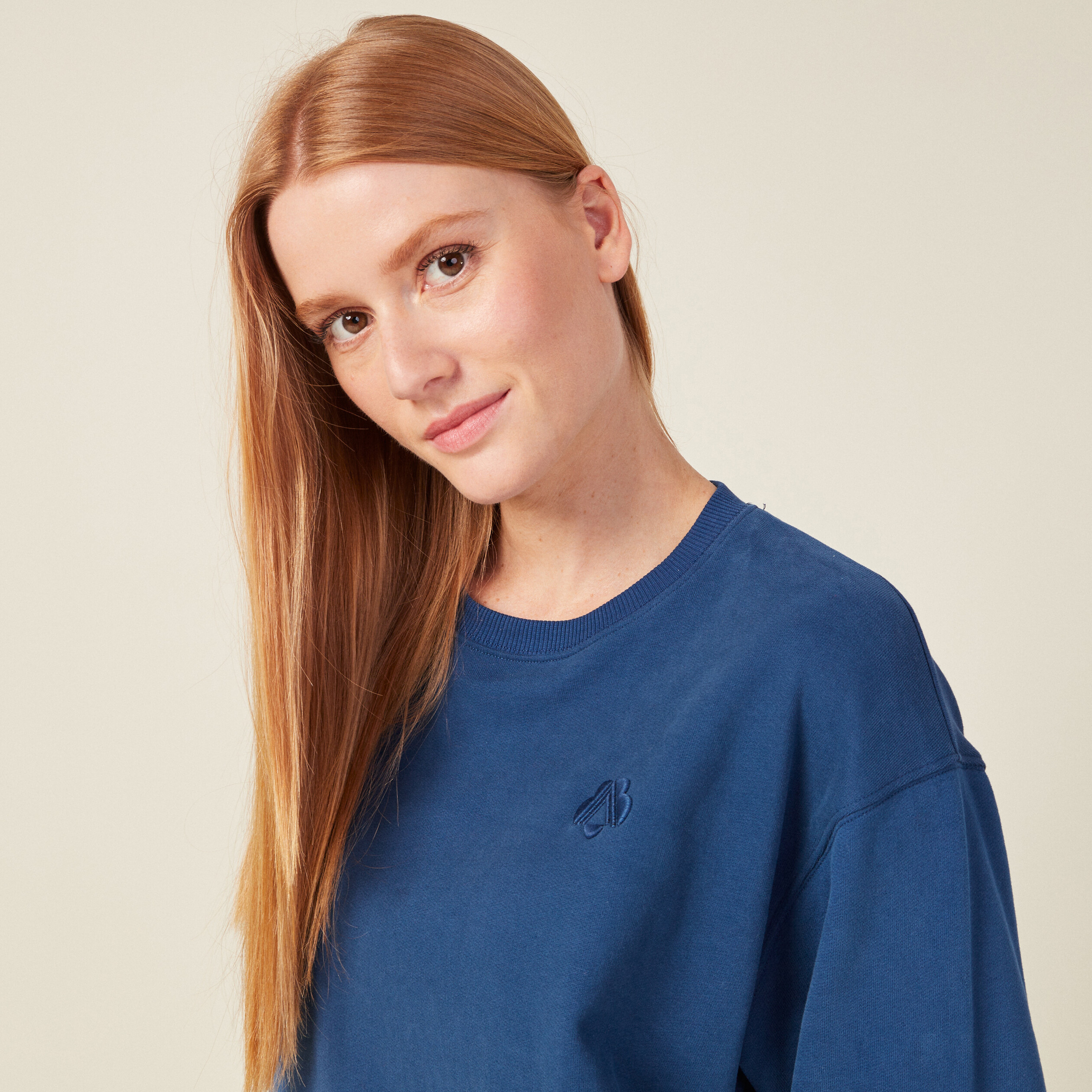 Sweat manches longues bleu marine femme