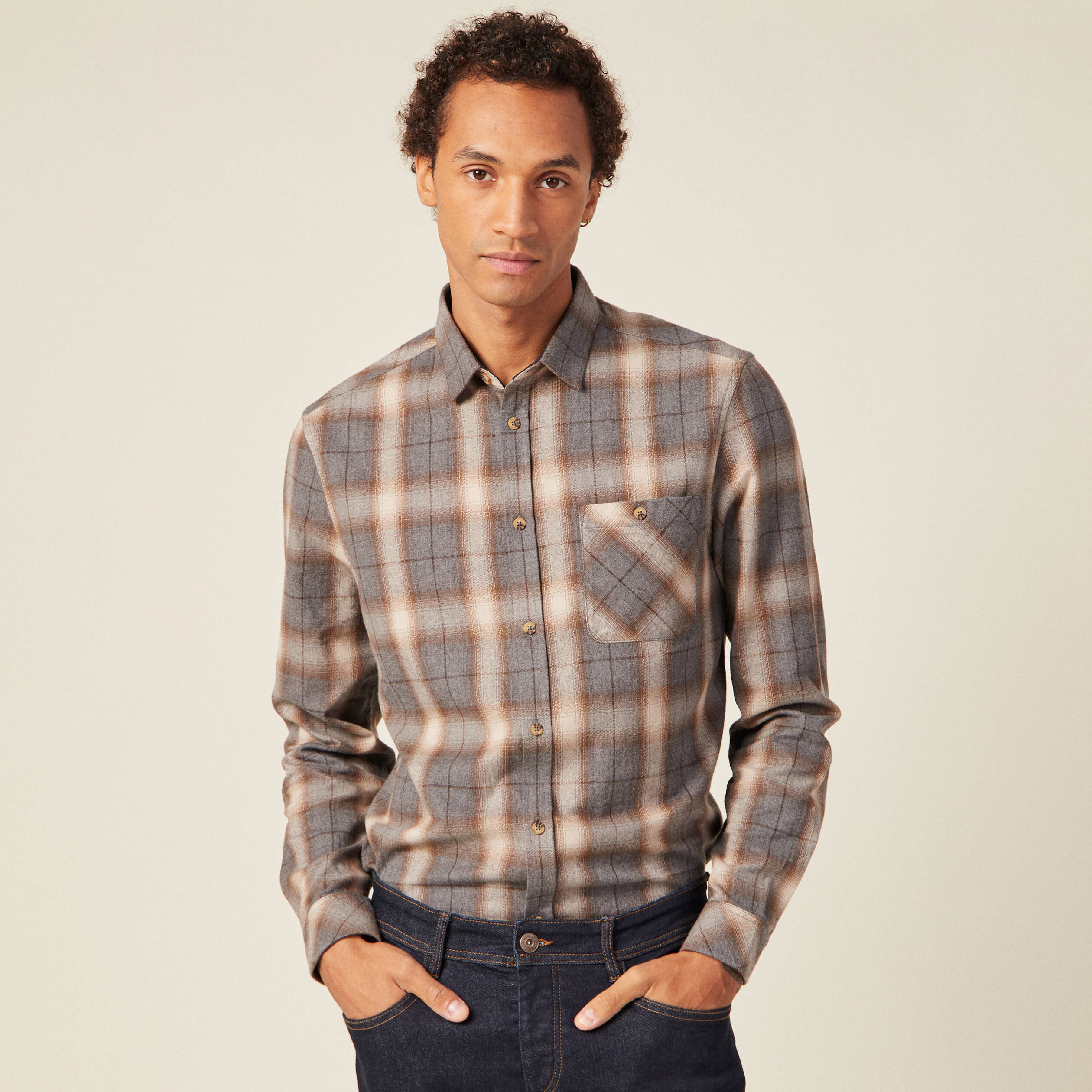 chemise manches longues ecru homme Chemise manches longues ecru homme