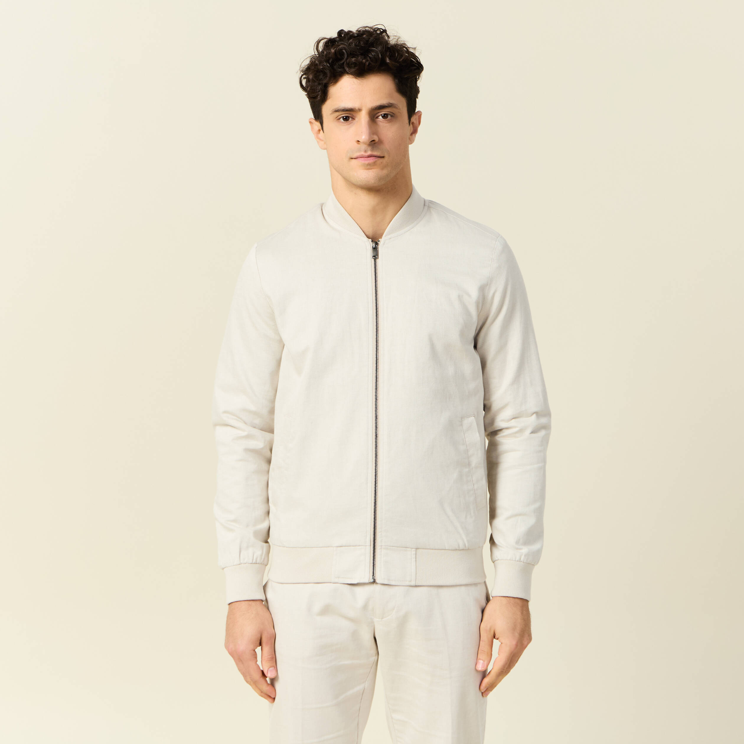 blouson zippe col teddy sable homme Blouson zippé col teddy sable homme
