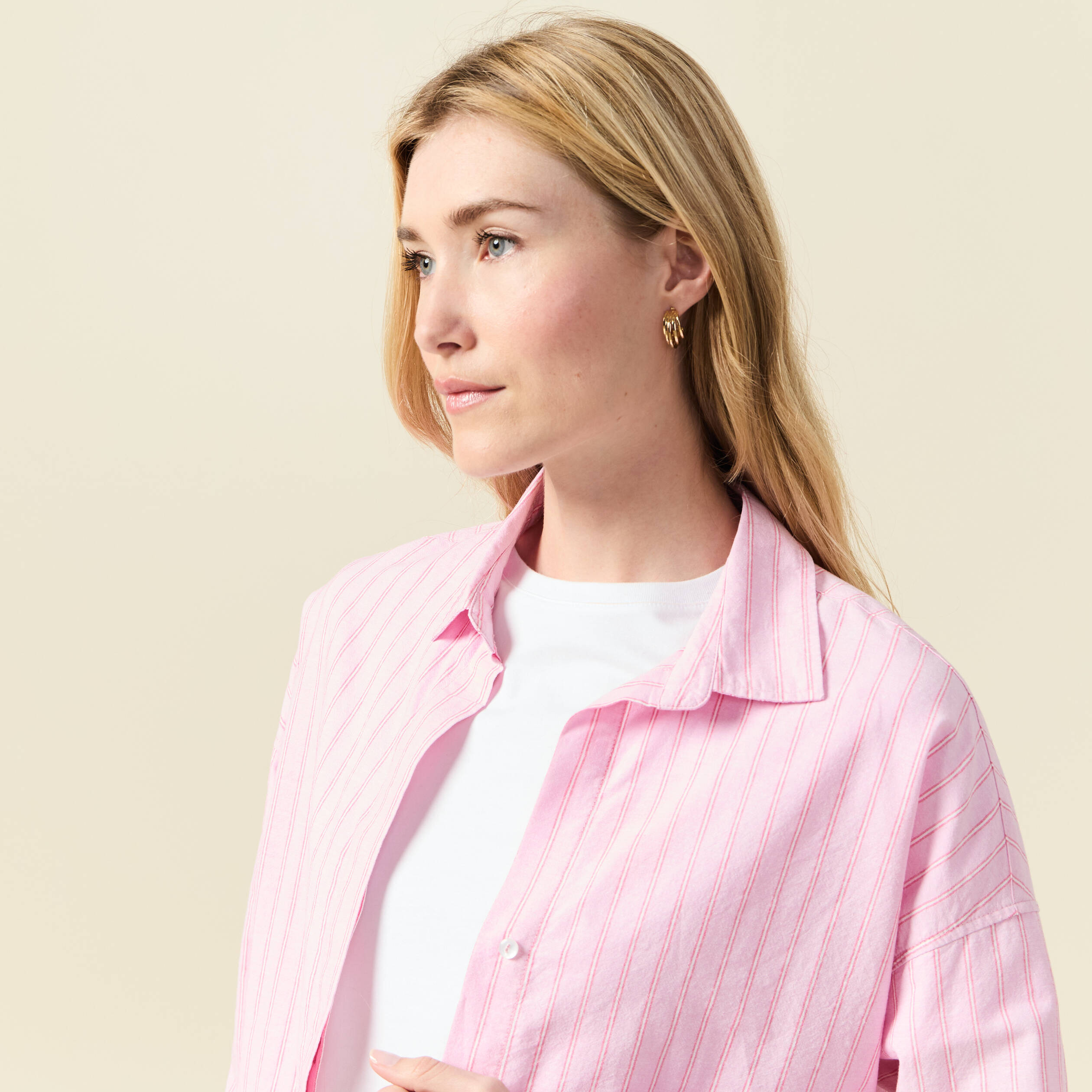 Chemise manches longues rose clair femme