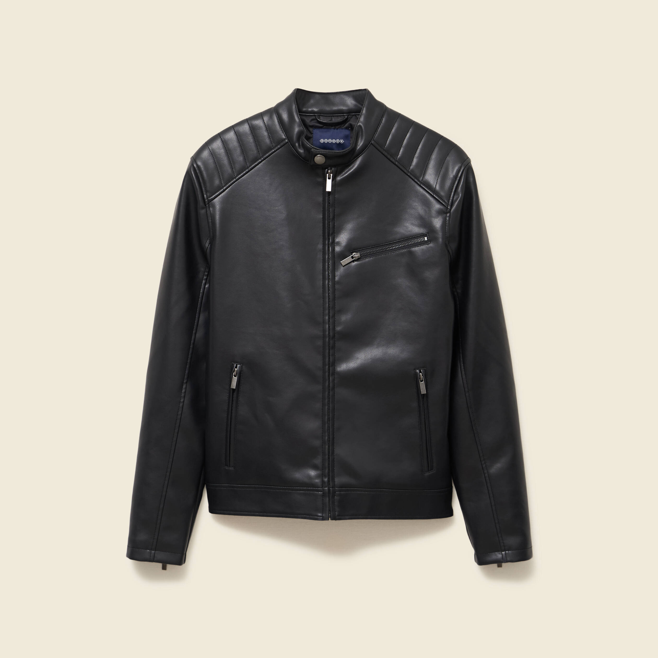 Veste manches longues col biker noir homme
