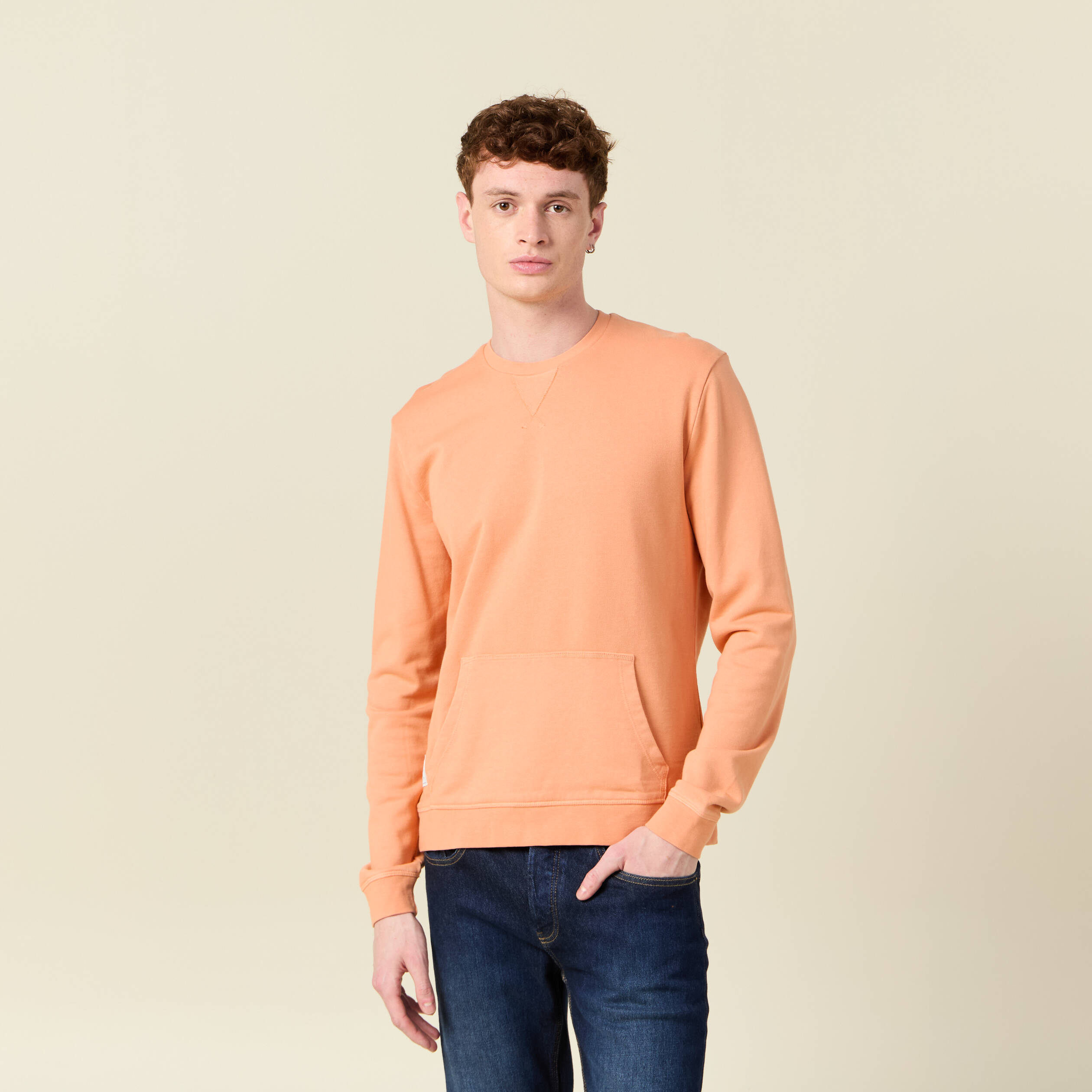 sweat manches longues orange corail homme Sweat manches longues orange corail homme