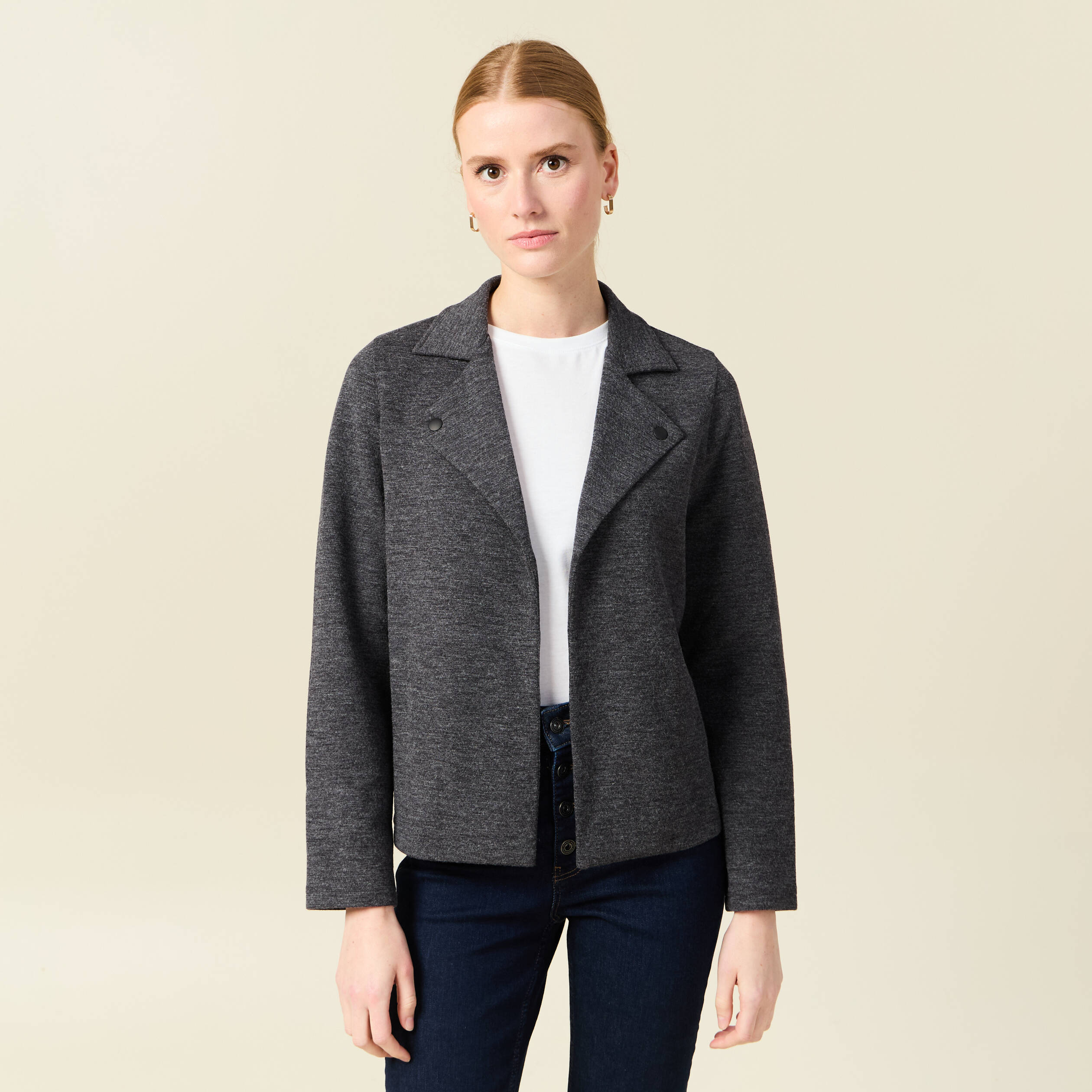 gilet manches longues gris femme Gilet manches longues gris femme