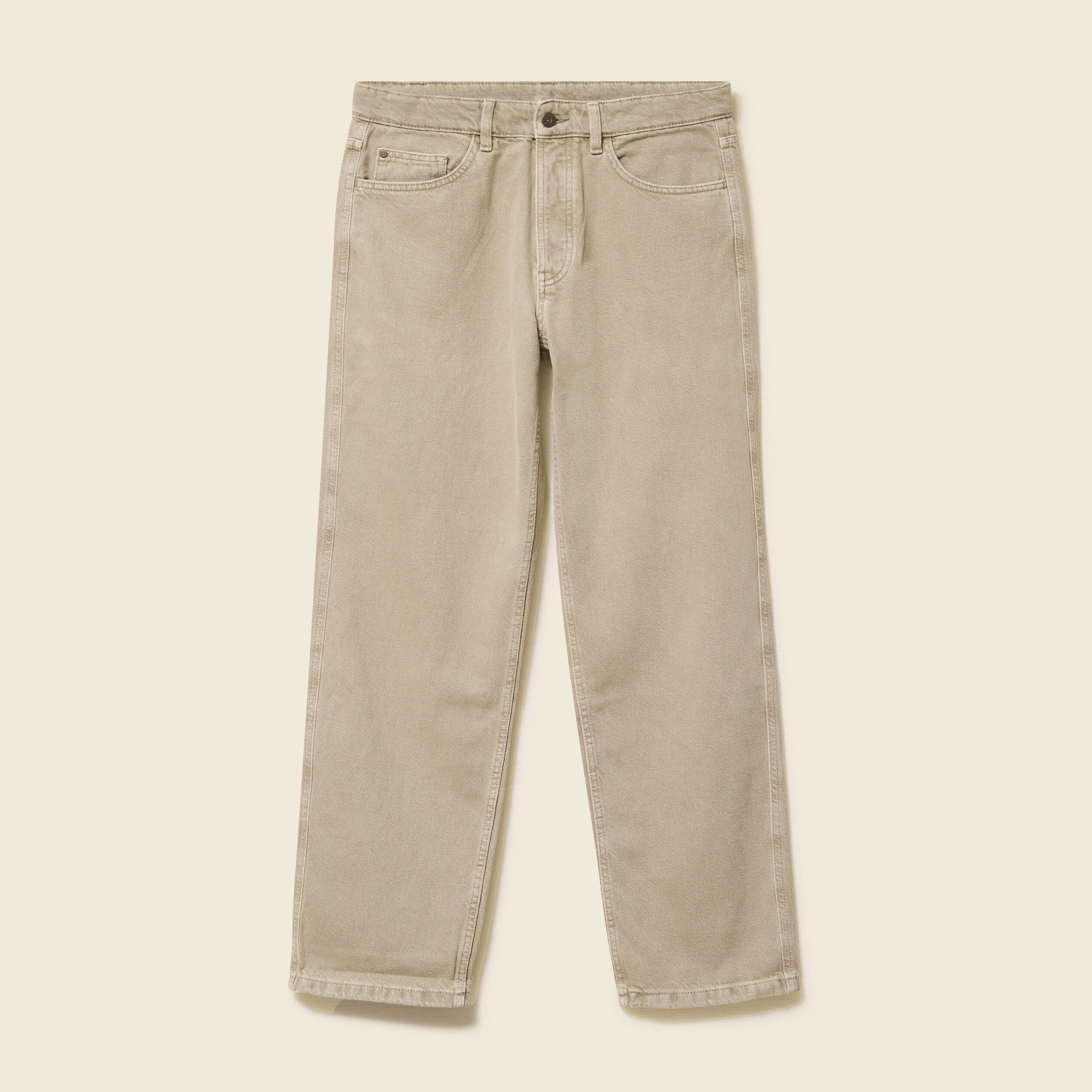 Jeans large longueur 32 en coton denim beige homme