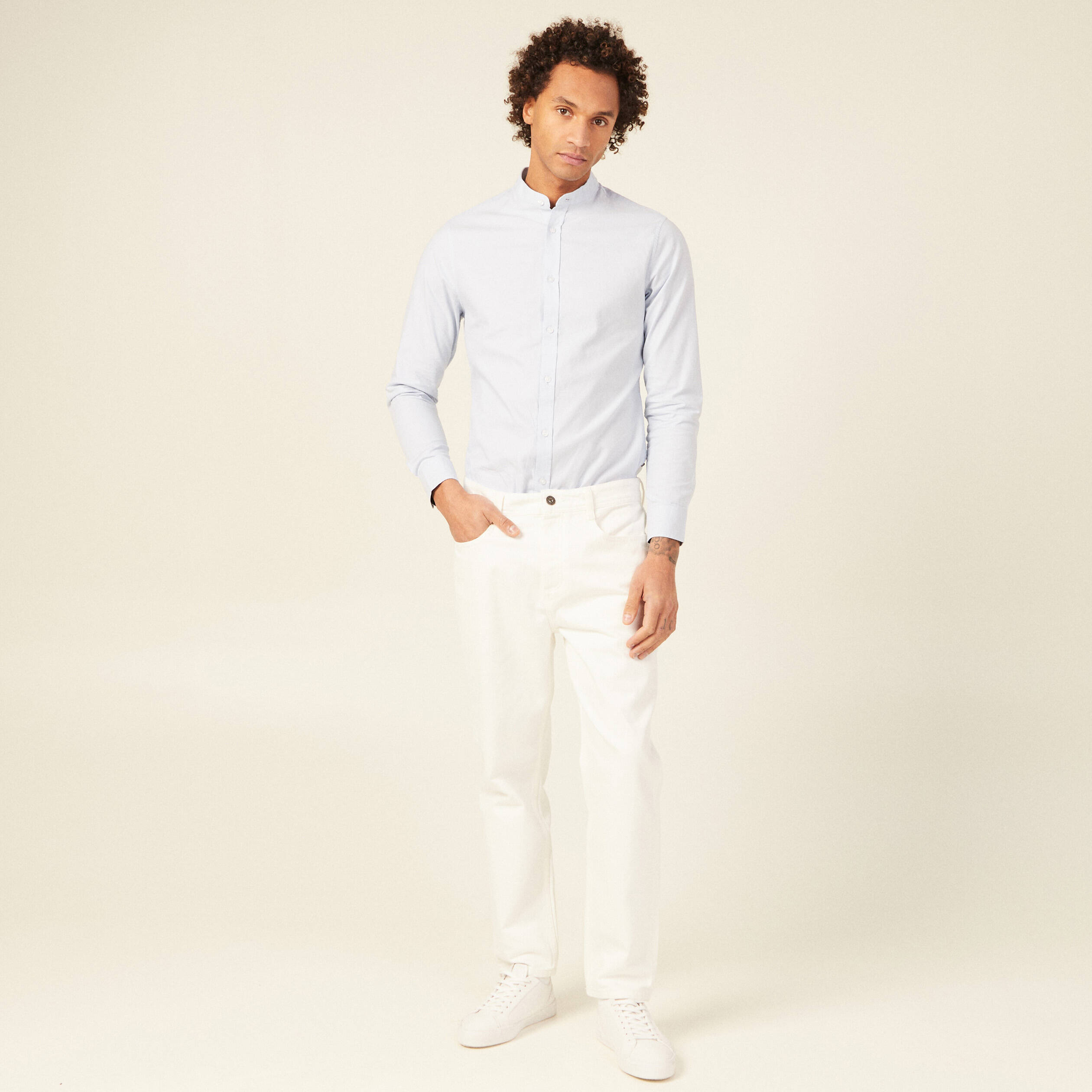 chemise col mao bleu clair homme Chemise col mao bleu clair homme