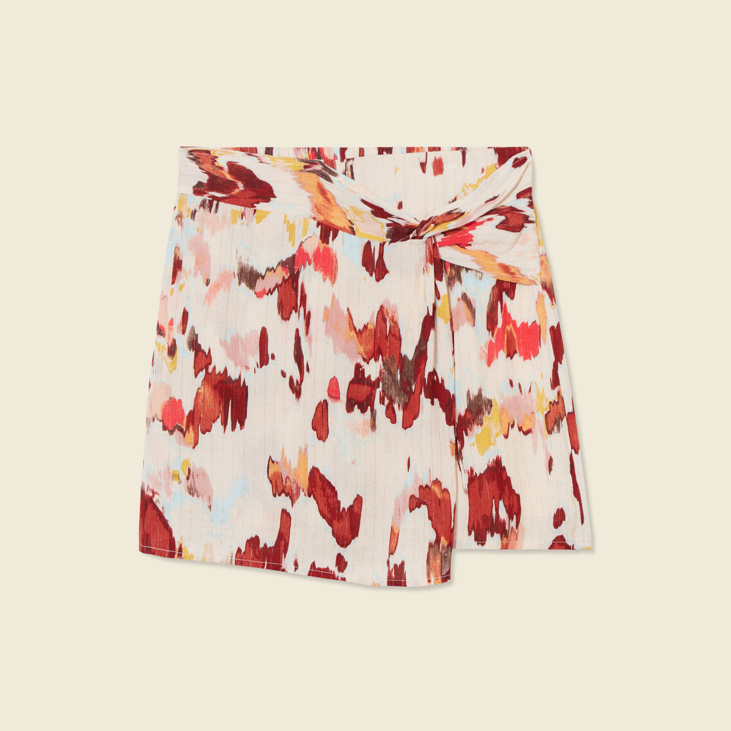 jupe short droite fluide sable femme Jupe-short droite fluide sable femme