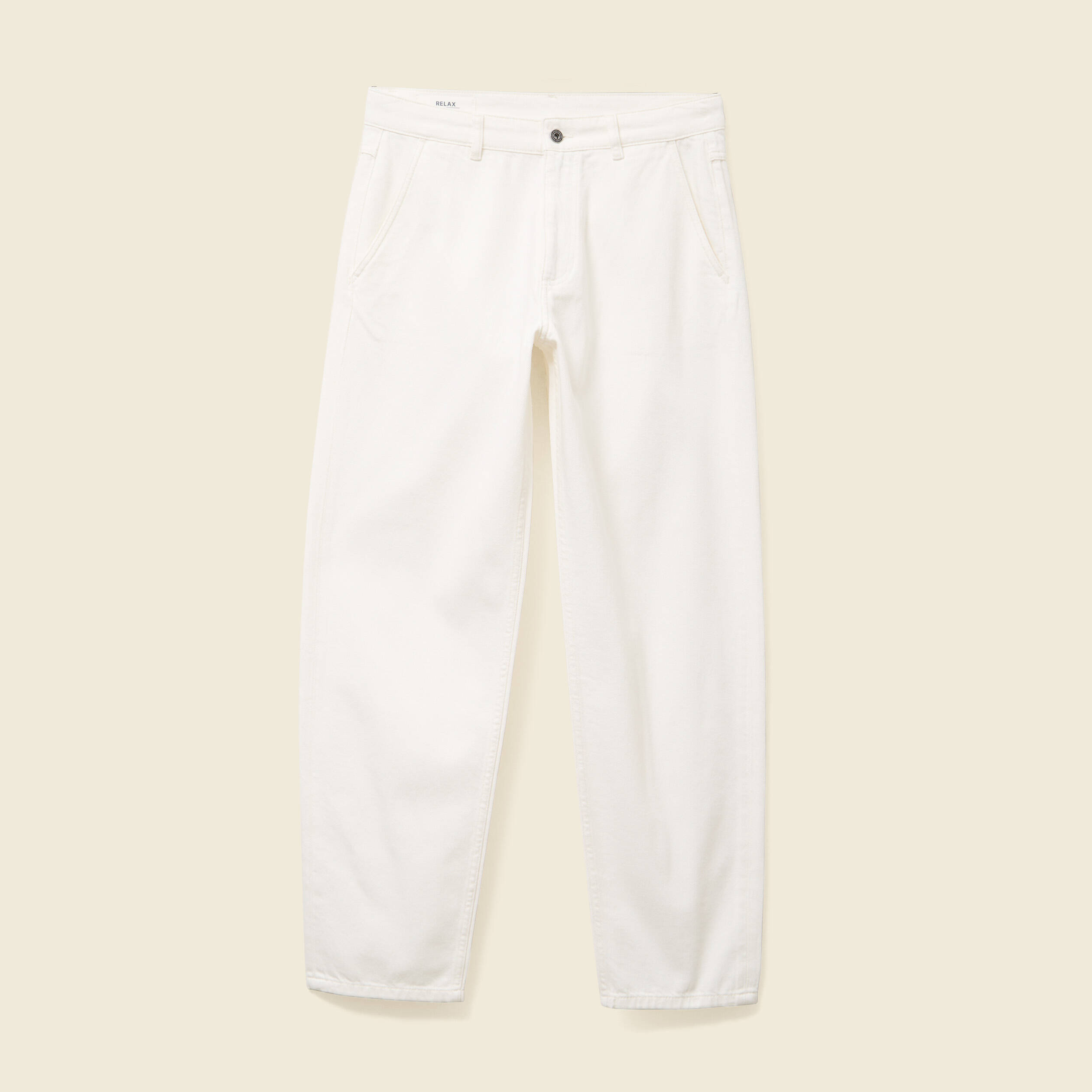 chino droit longueur 32 en coton denim blanc homme Chino droit longueur 32 en coton denim blanc homme