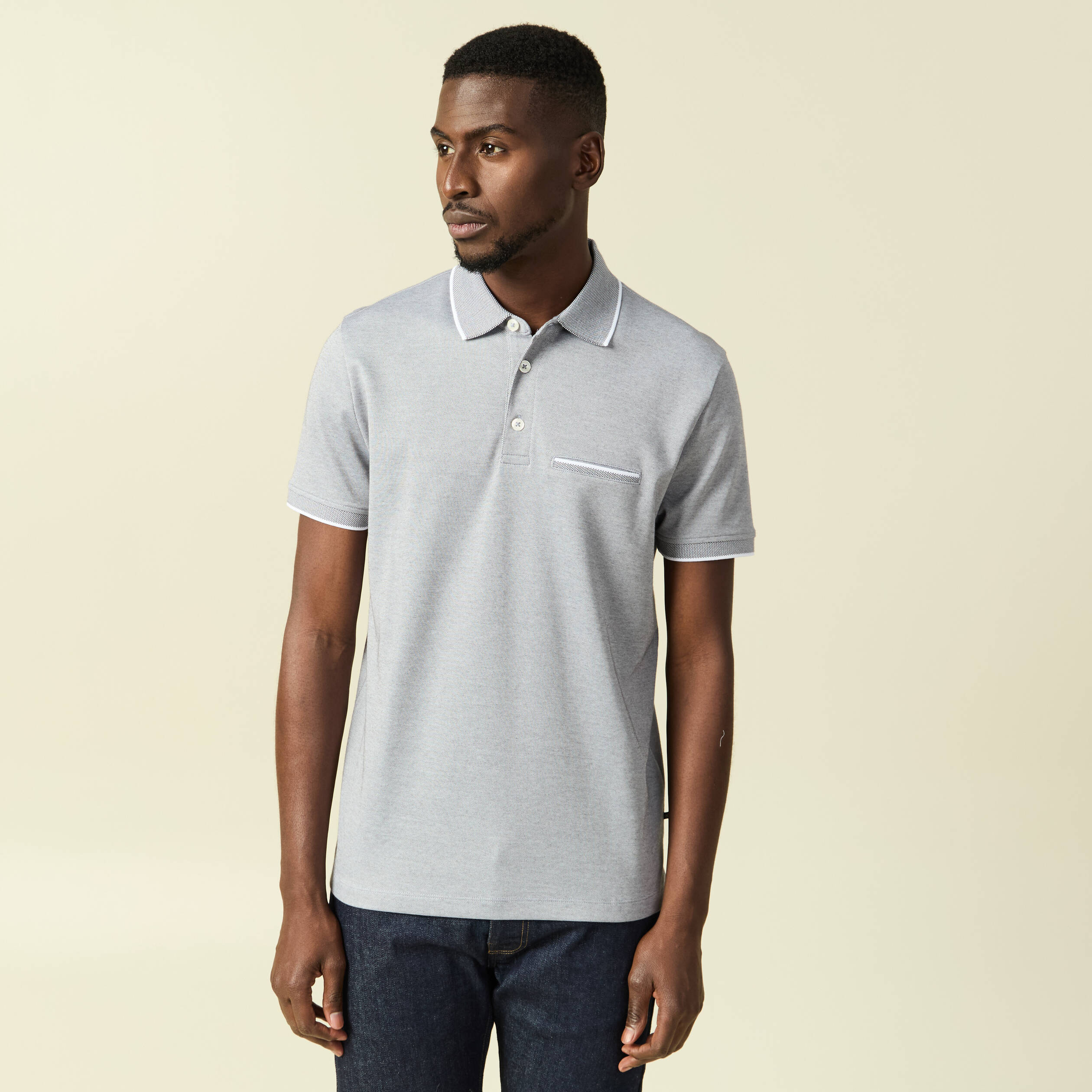 Polo manches courtes gris fonc&eacute; homme