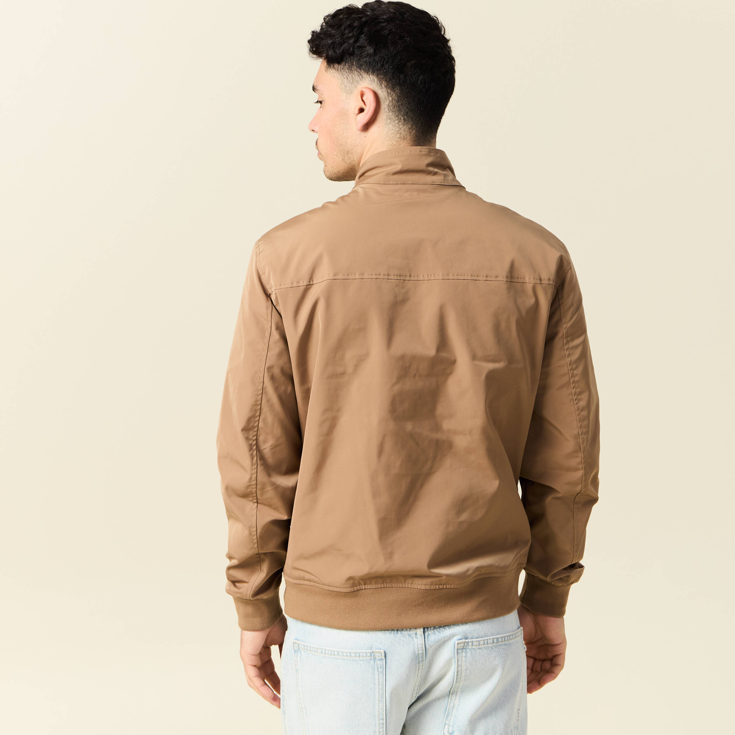 Blouson zipp&eacute; col montant taupe homme