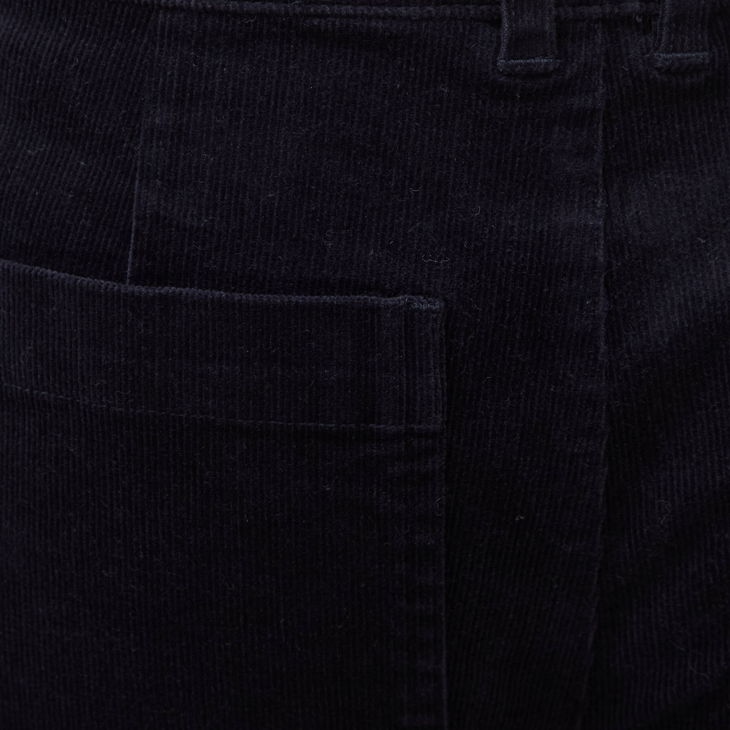 Pantalon flare taille haute en velours bleu fonc&eacute; femme