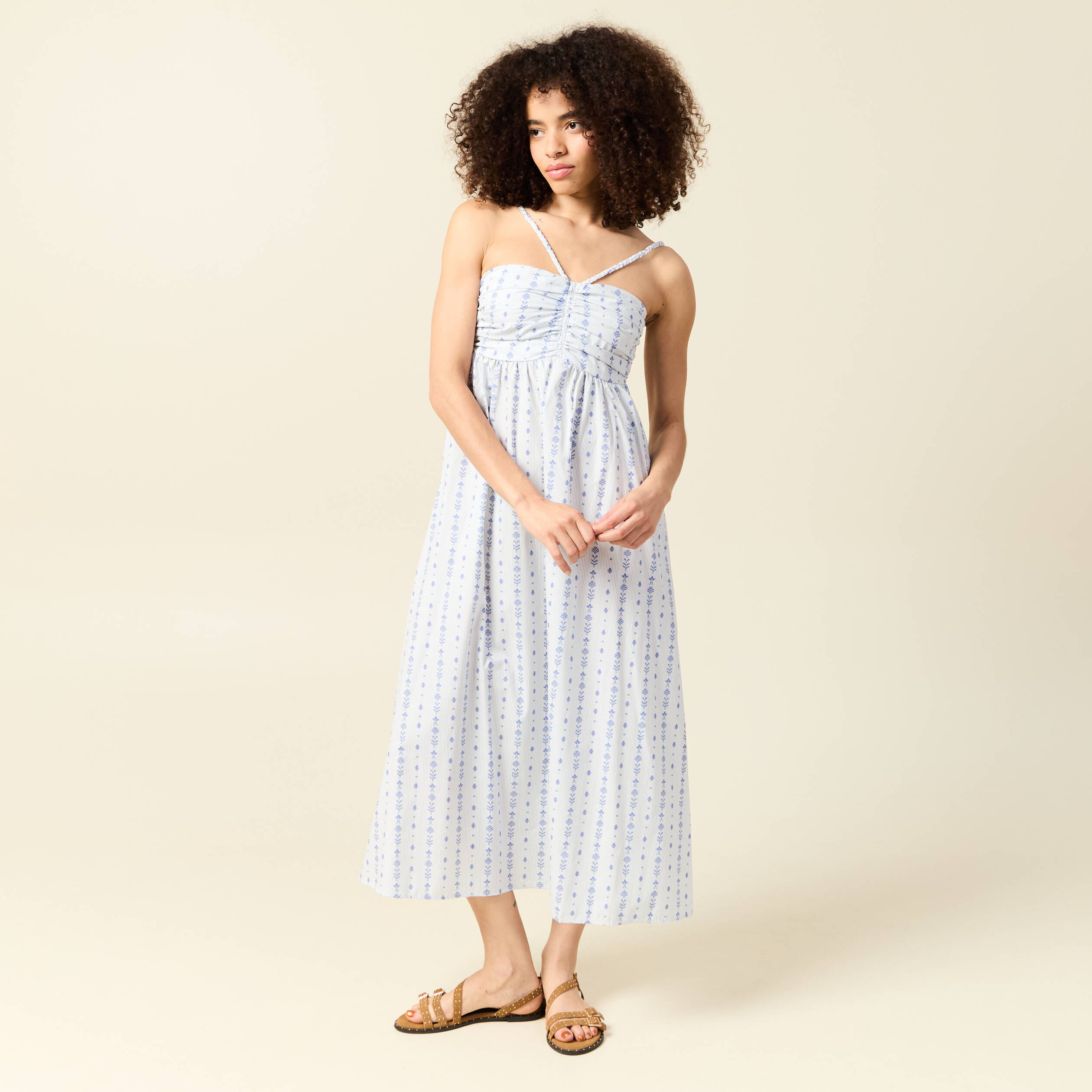 robe sans manches en coton bleu clair femme Robe sans manches en coton bleu clair femme