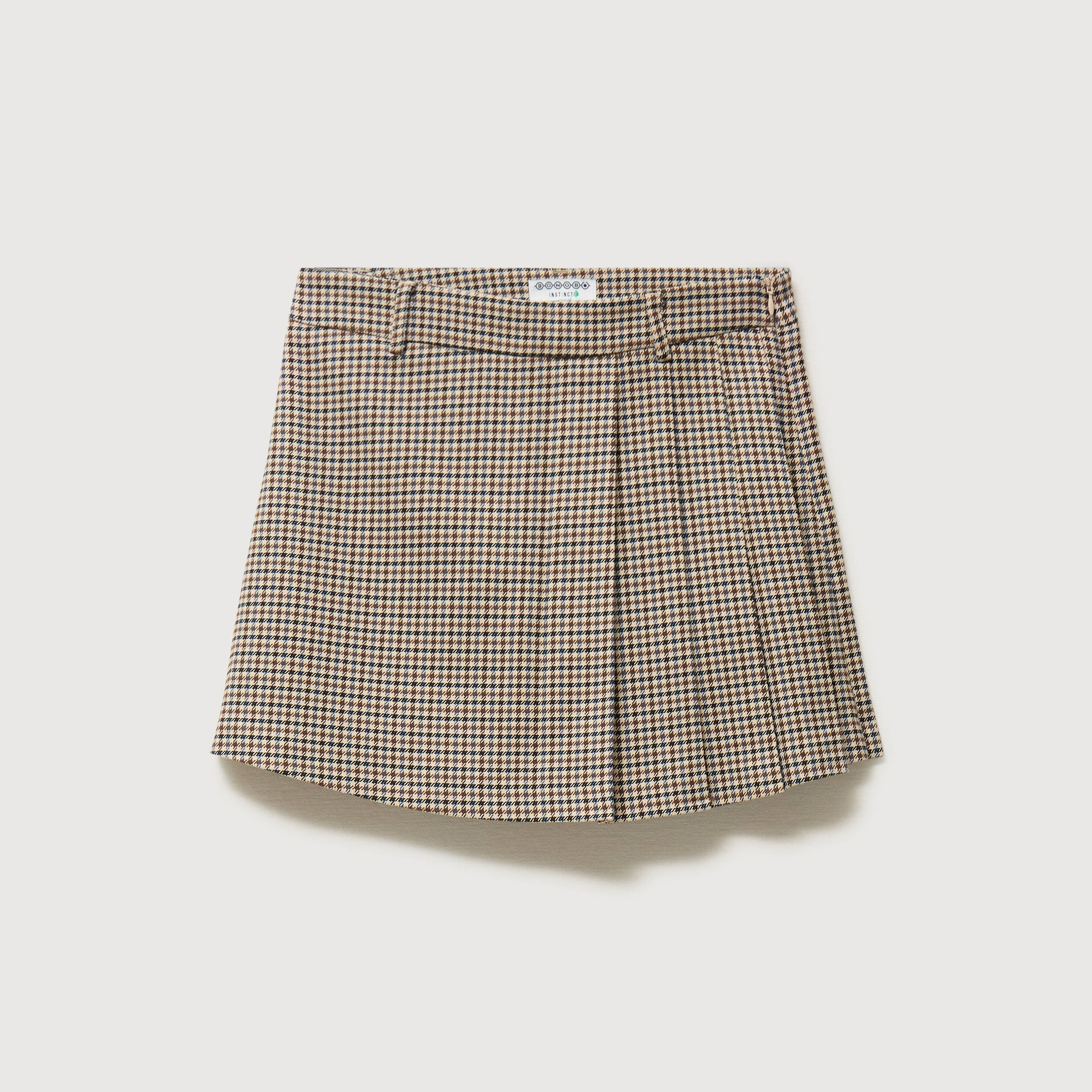 Jupe taille haute doubl&eacute;e marron femme