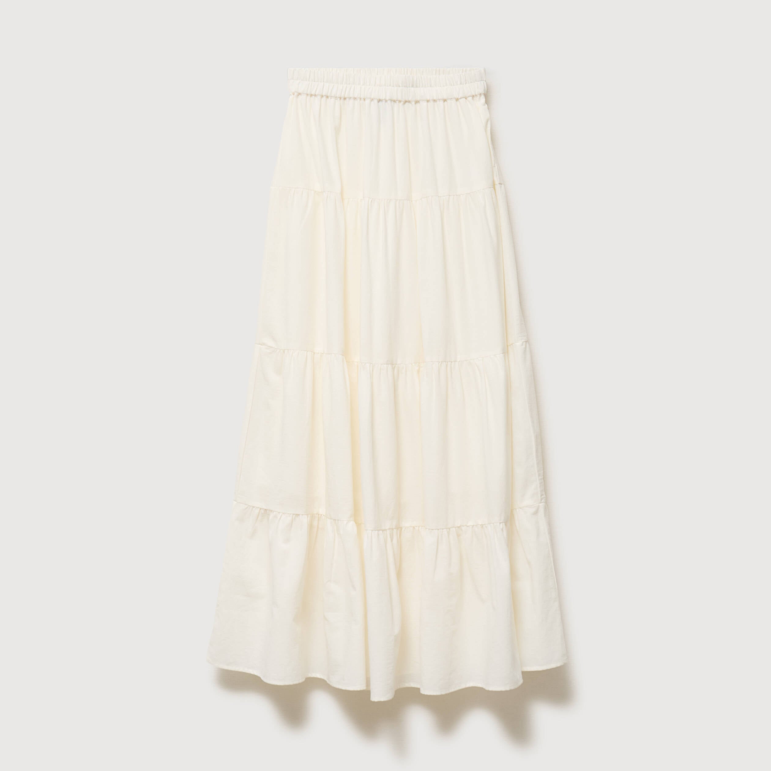 Jupe longue &eacute;vas&eacute;e en coton doubl&eacute;e ecru femme