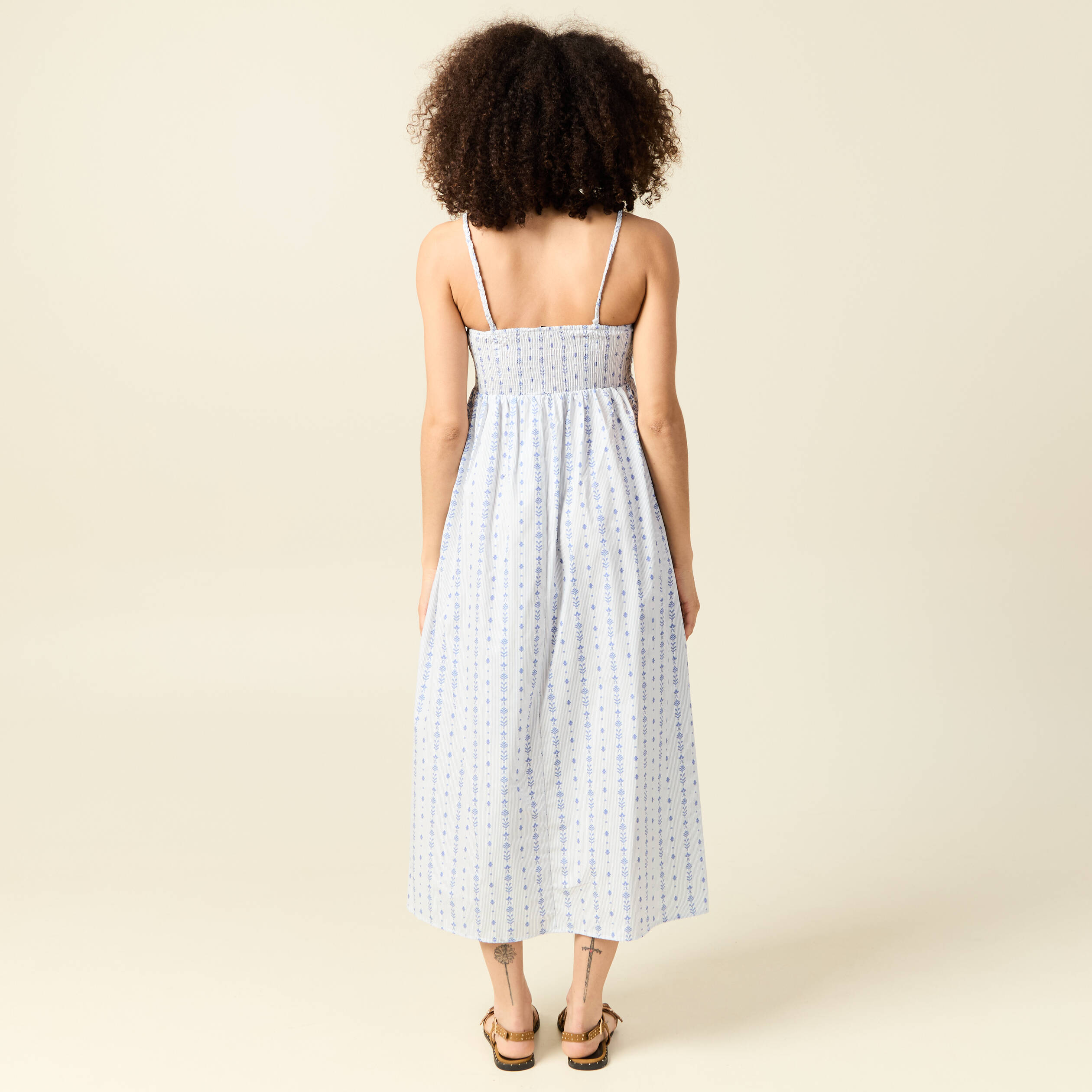 robe sans manches en coton bleu clair femme Robe sans manches en coton bleu clair femme