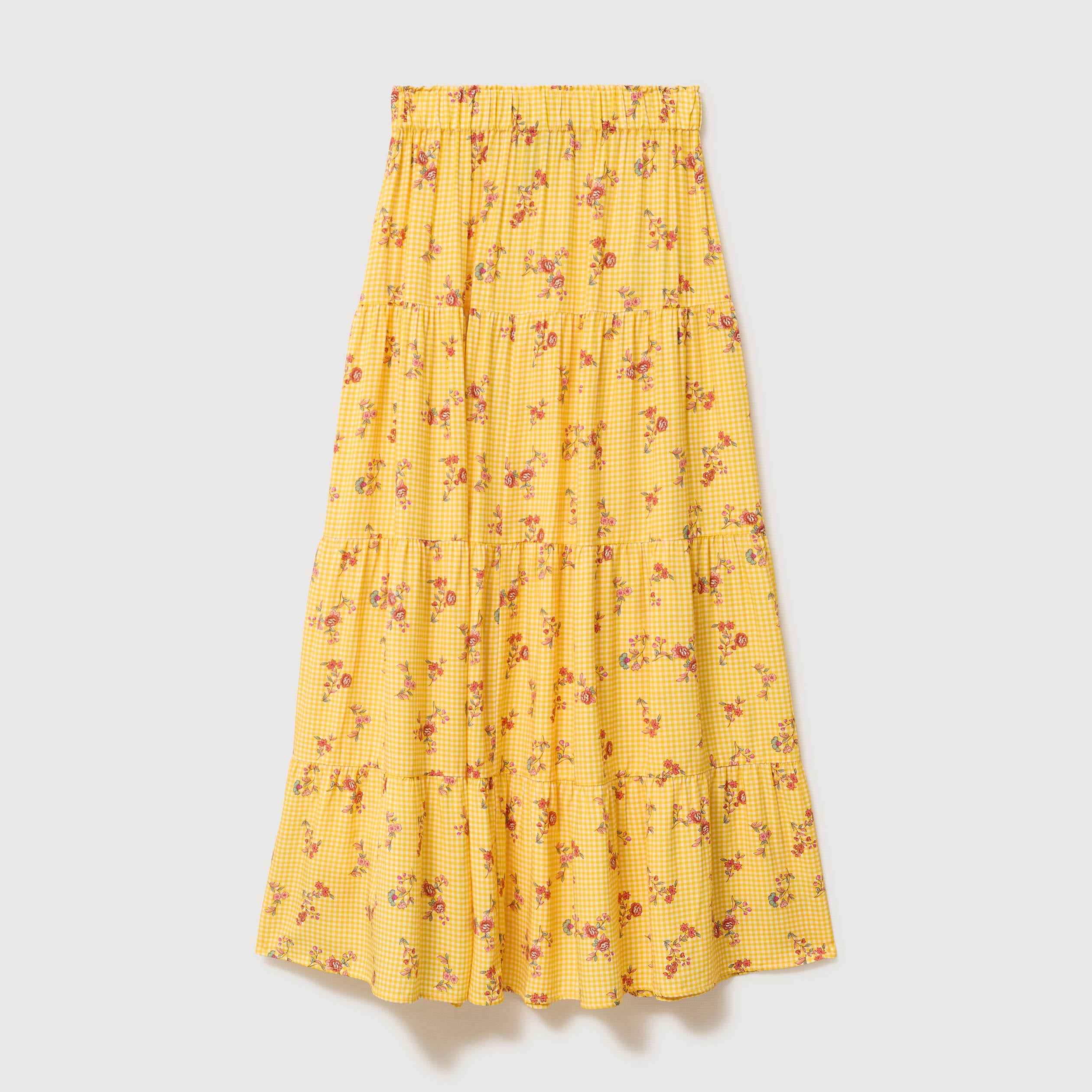 Jupe longue &eacute;vas&eacute;e fluide jaune femme