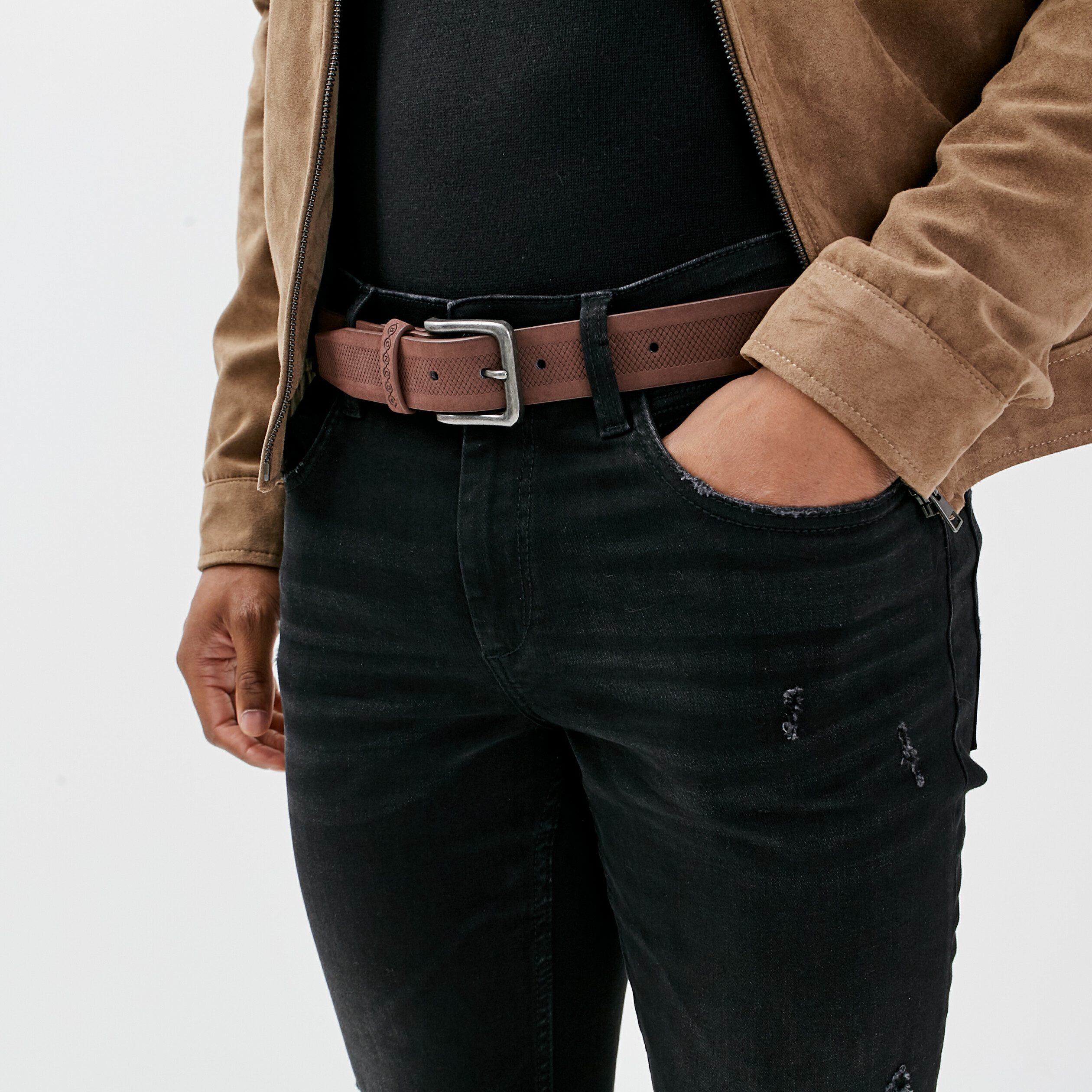 ceinture embossee marron fonce homme Ceinture embossée marron foncé homme