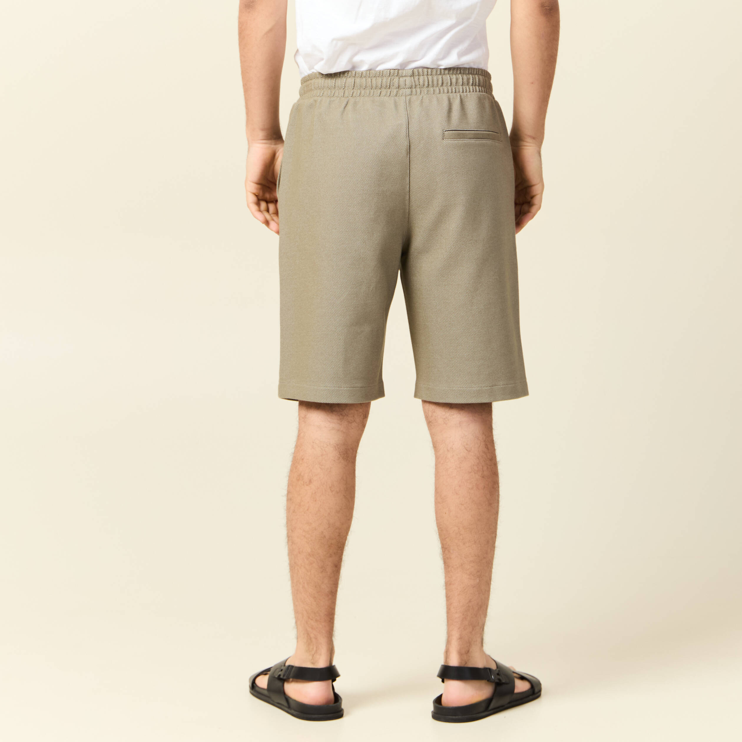 Bermuda droit élastiqué vert kaki homme