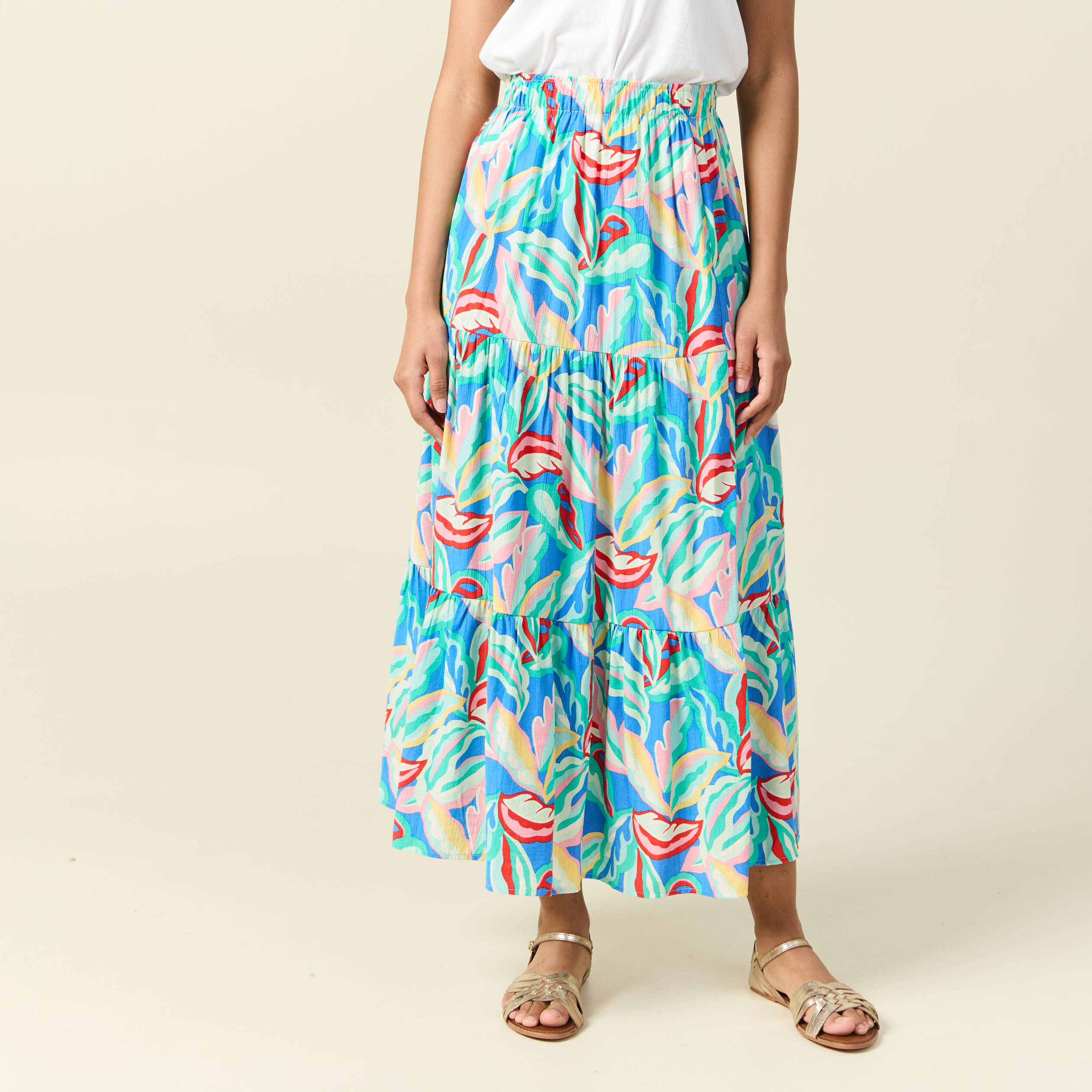 Grand Eugène - Les vacances d'été Jupe longue évasée multicolore femme | Vibs