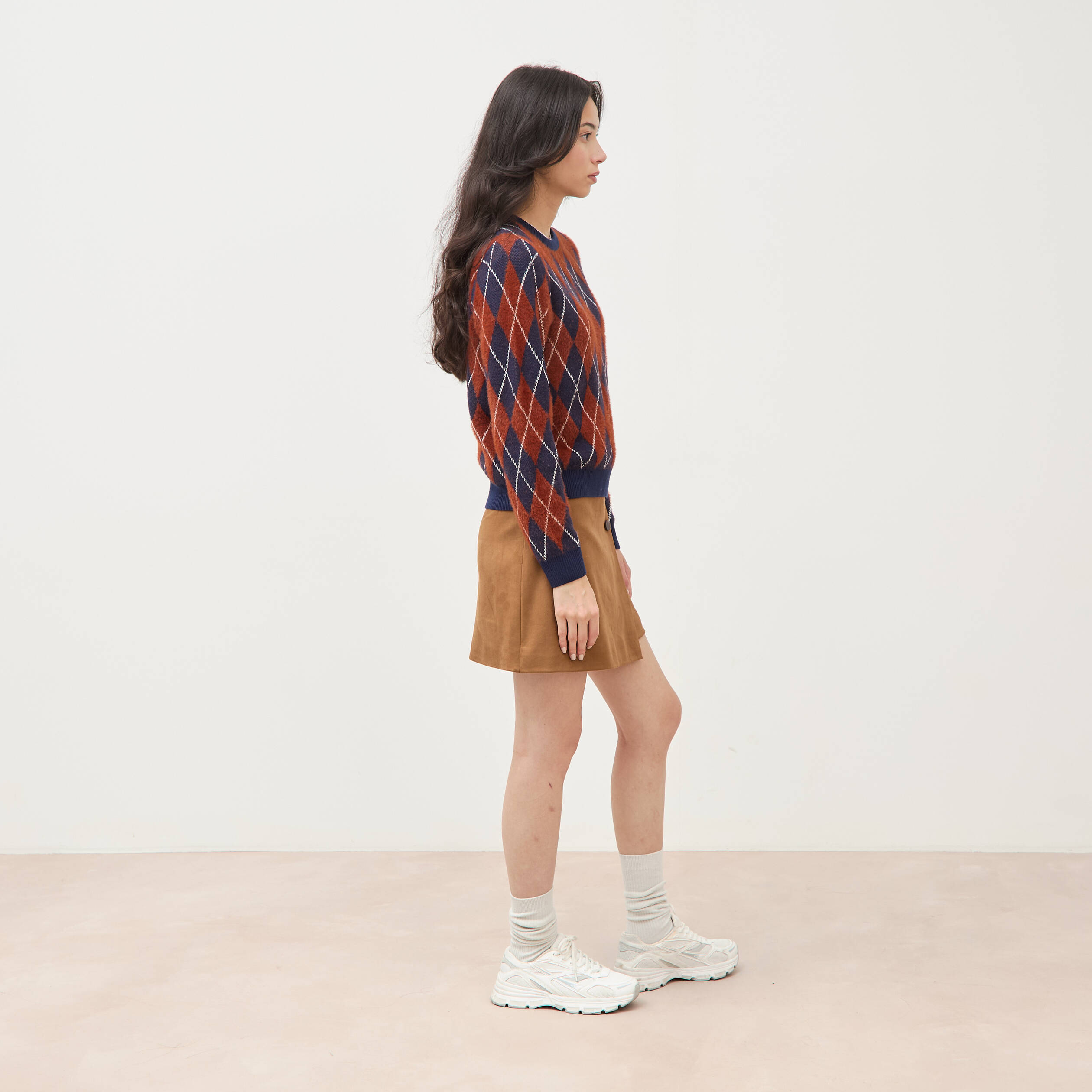 Pull droit manches longues col rond orange citrouille femme