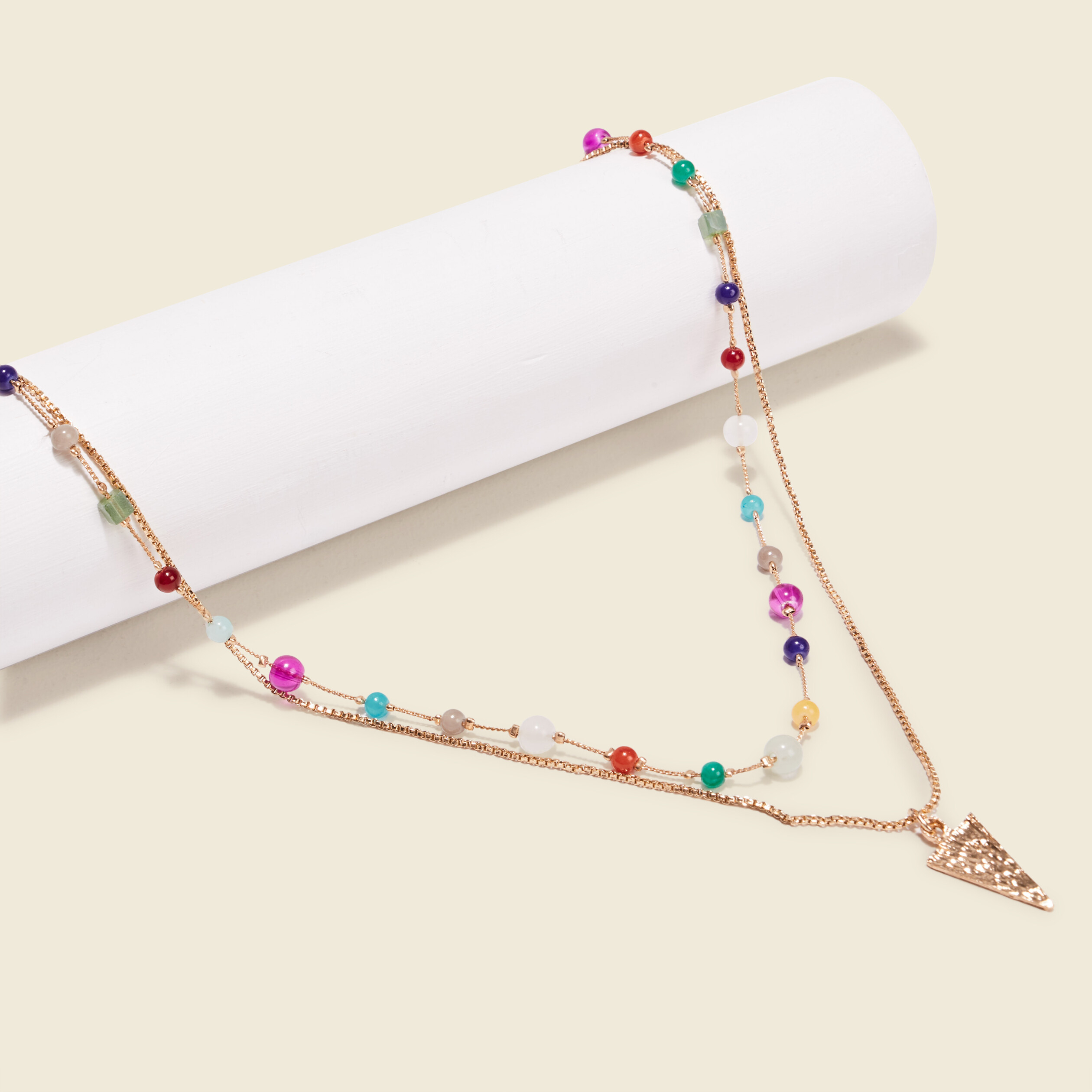 Collier 2 rangs avec perles multicolore femme