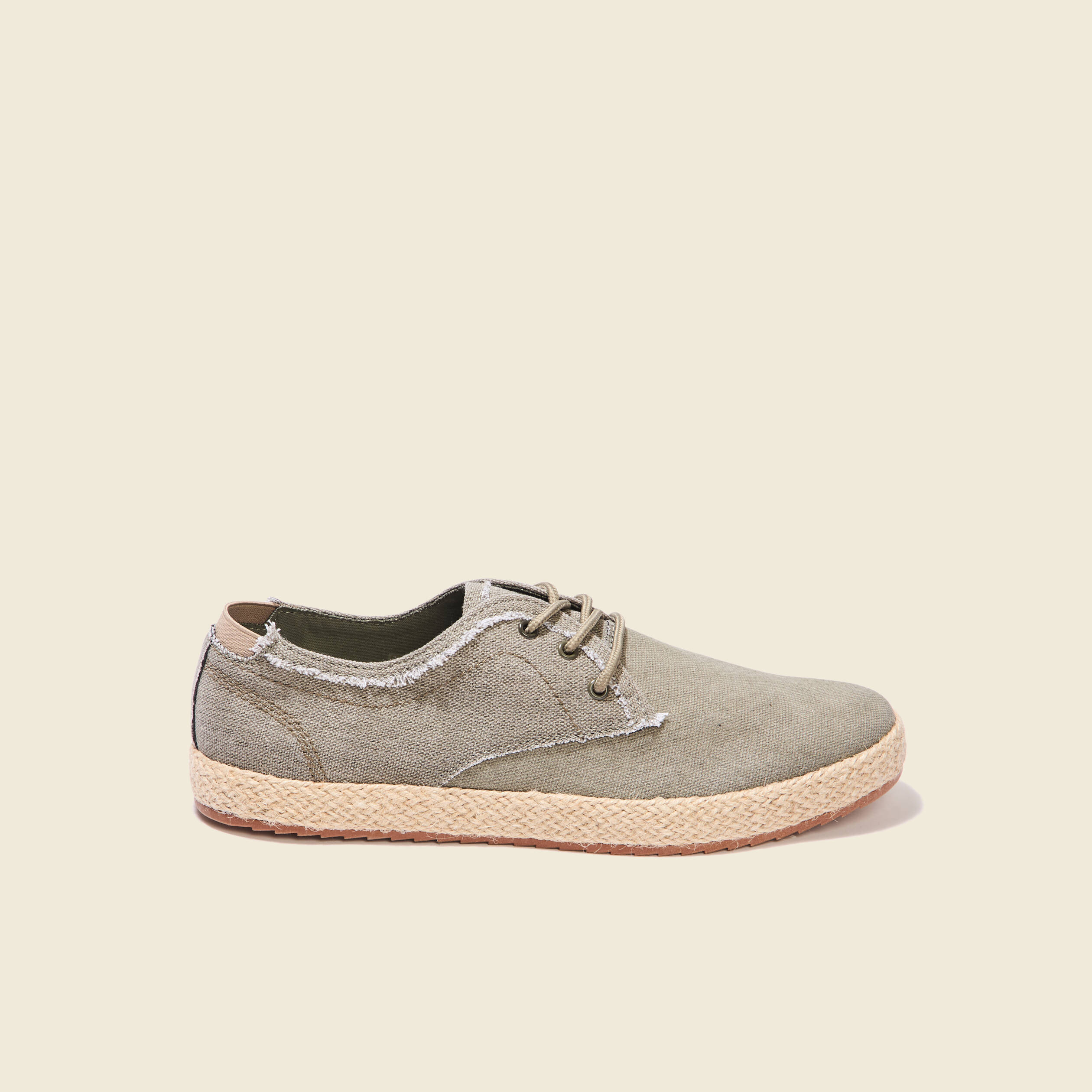 Espadrilles tennis &agrave; lacets vert kaki homme