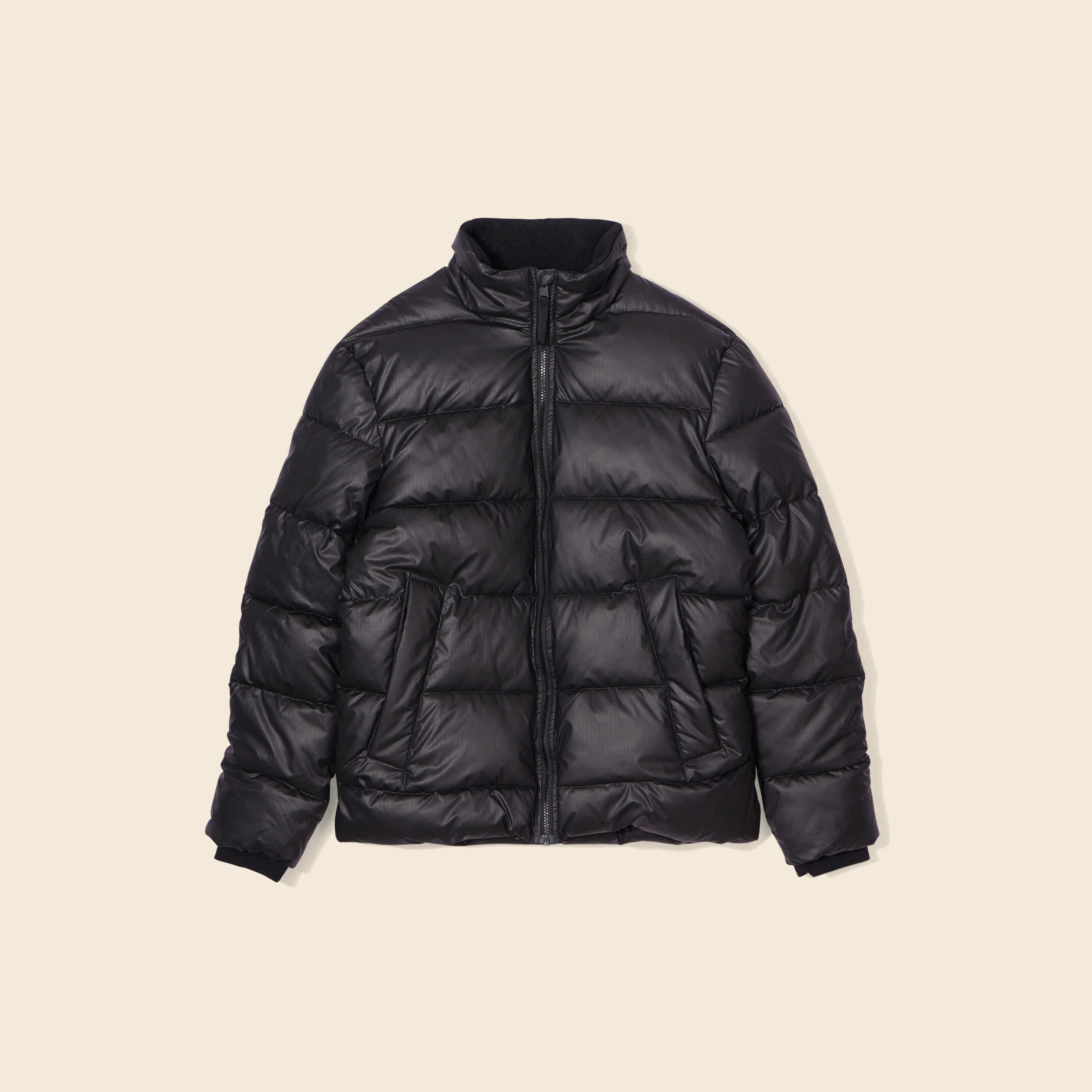 Doudoune droite col montant noir homme