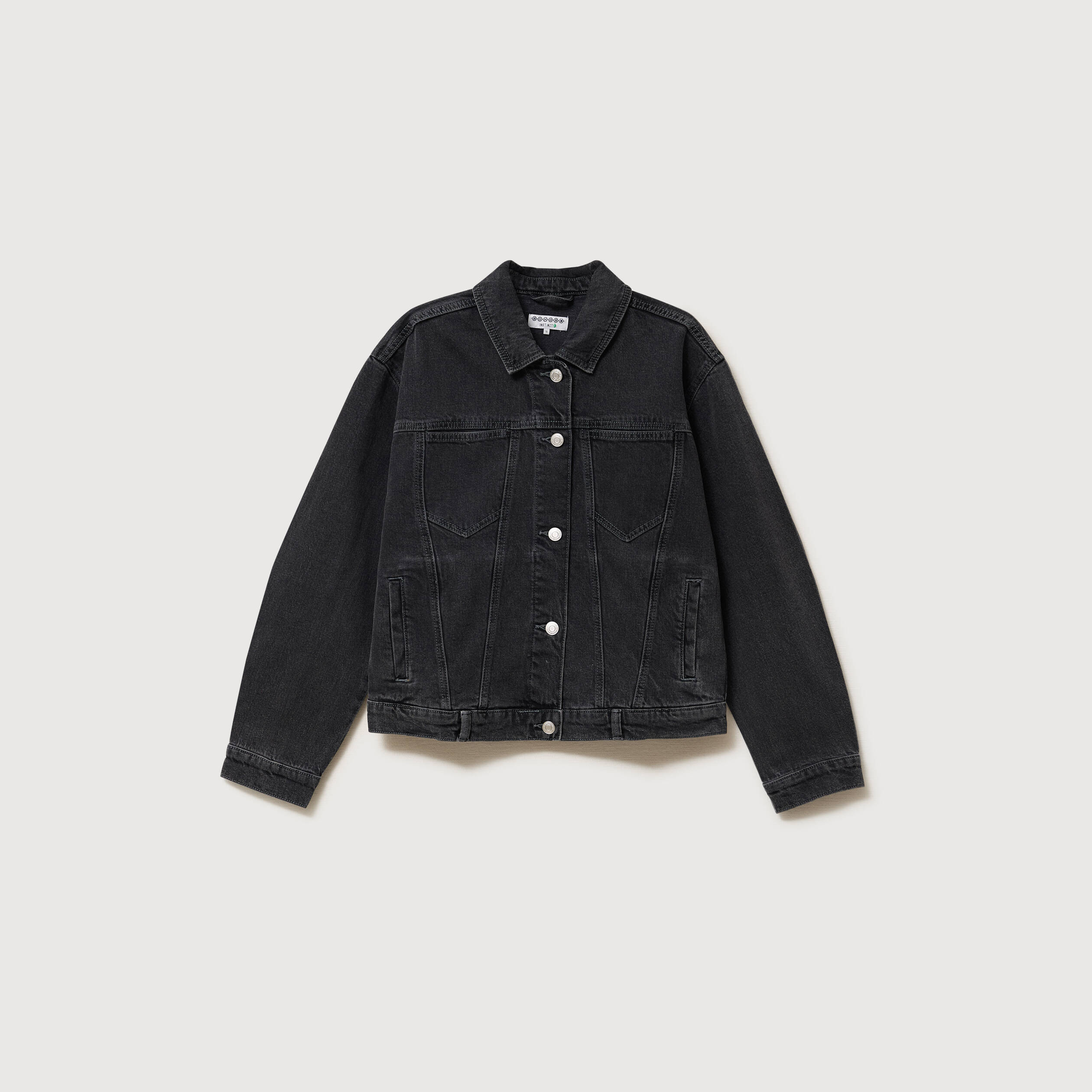 Veste oversize en jean denim gris femme
