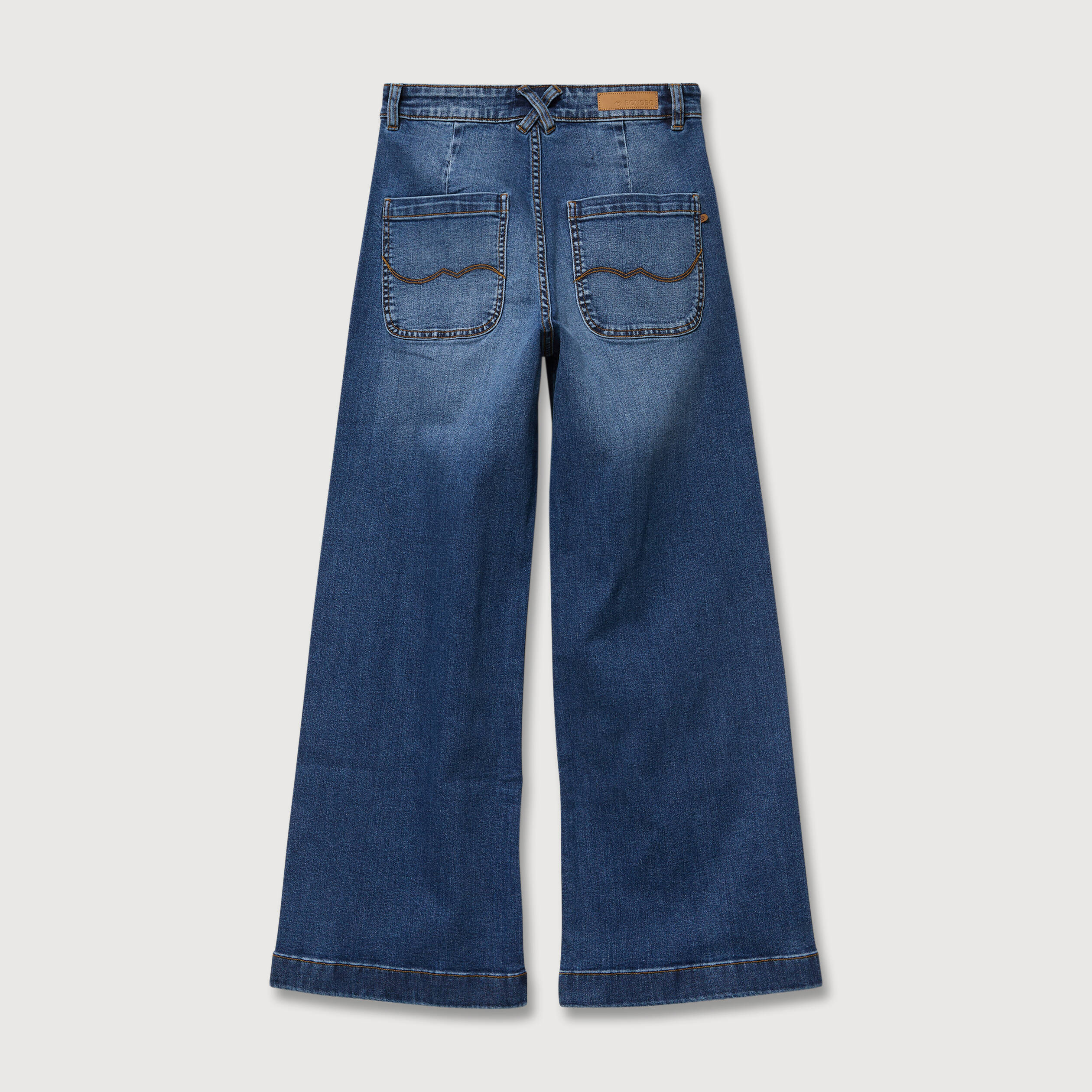 Jeans large taille haute denim stone femme