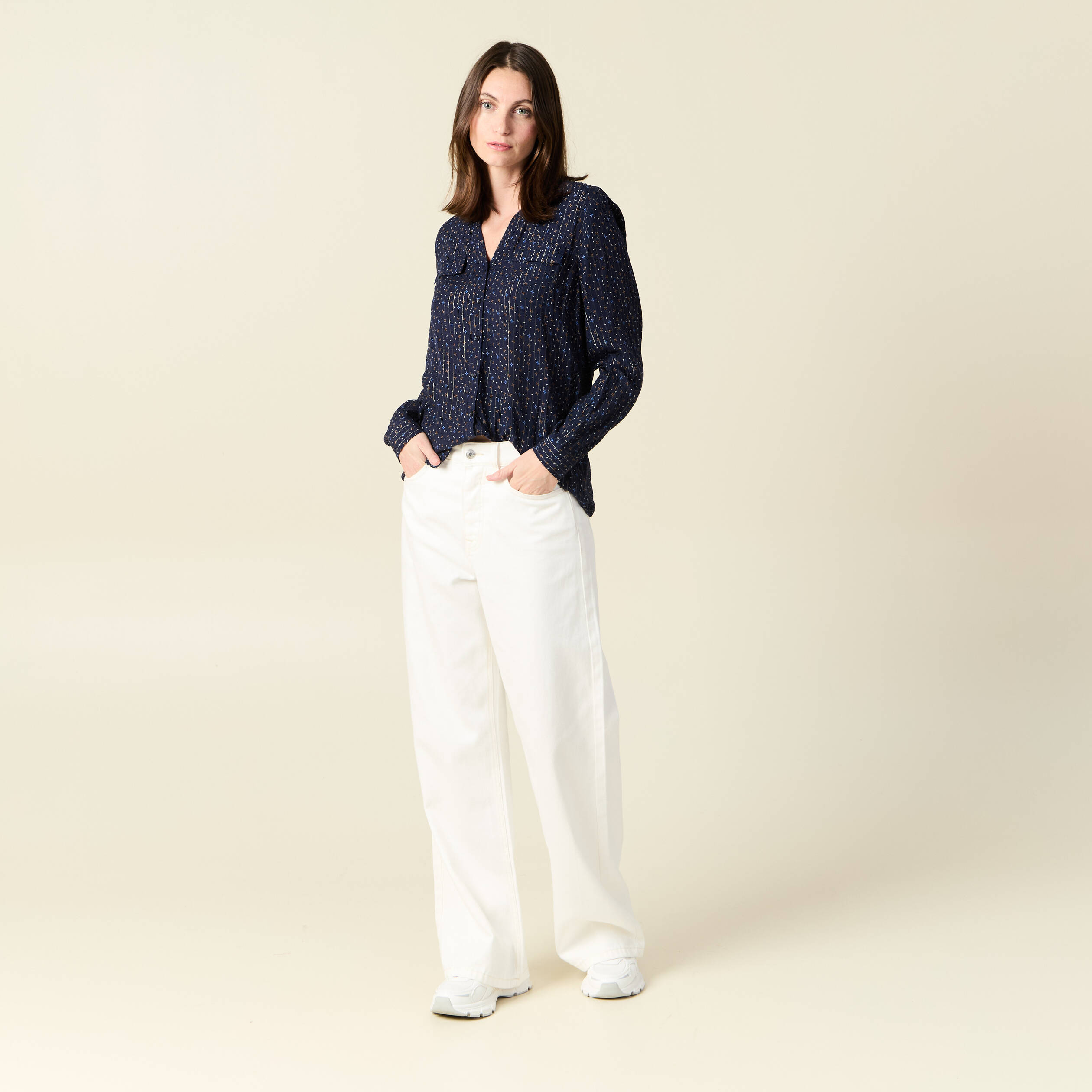 chemise manches longues bleu marine femme Chemise manches longues bleu marine femme