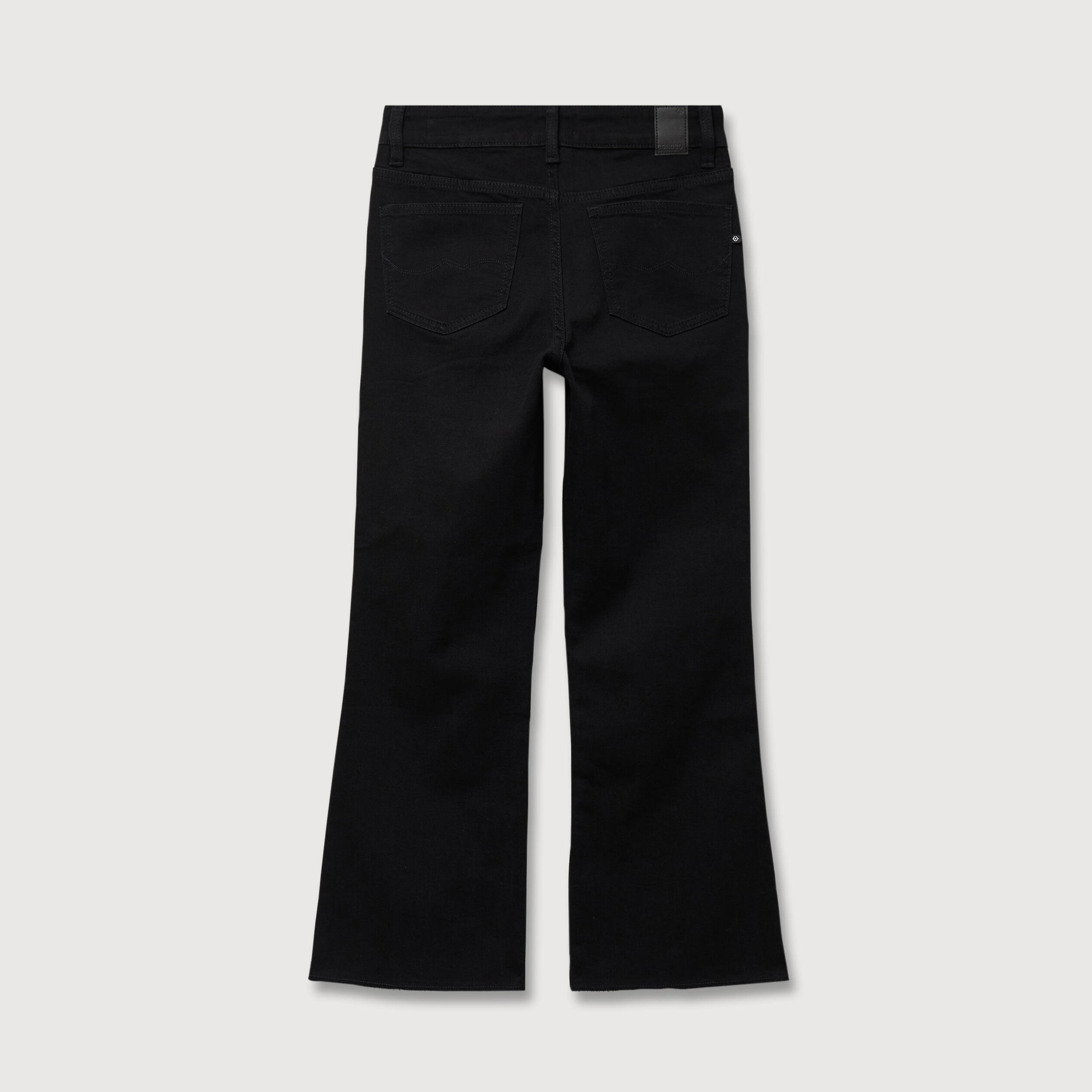 Jeans bootcut cropped taille bascul&eacute;e denim noir femme