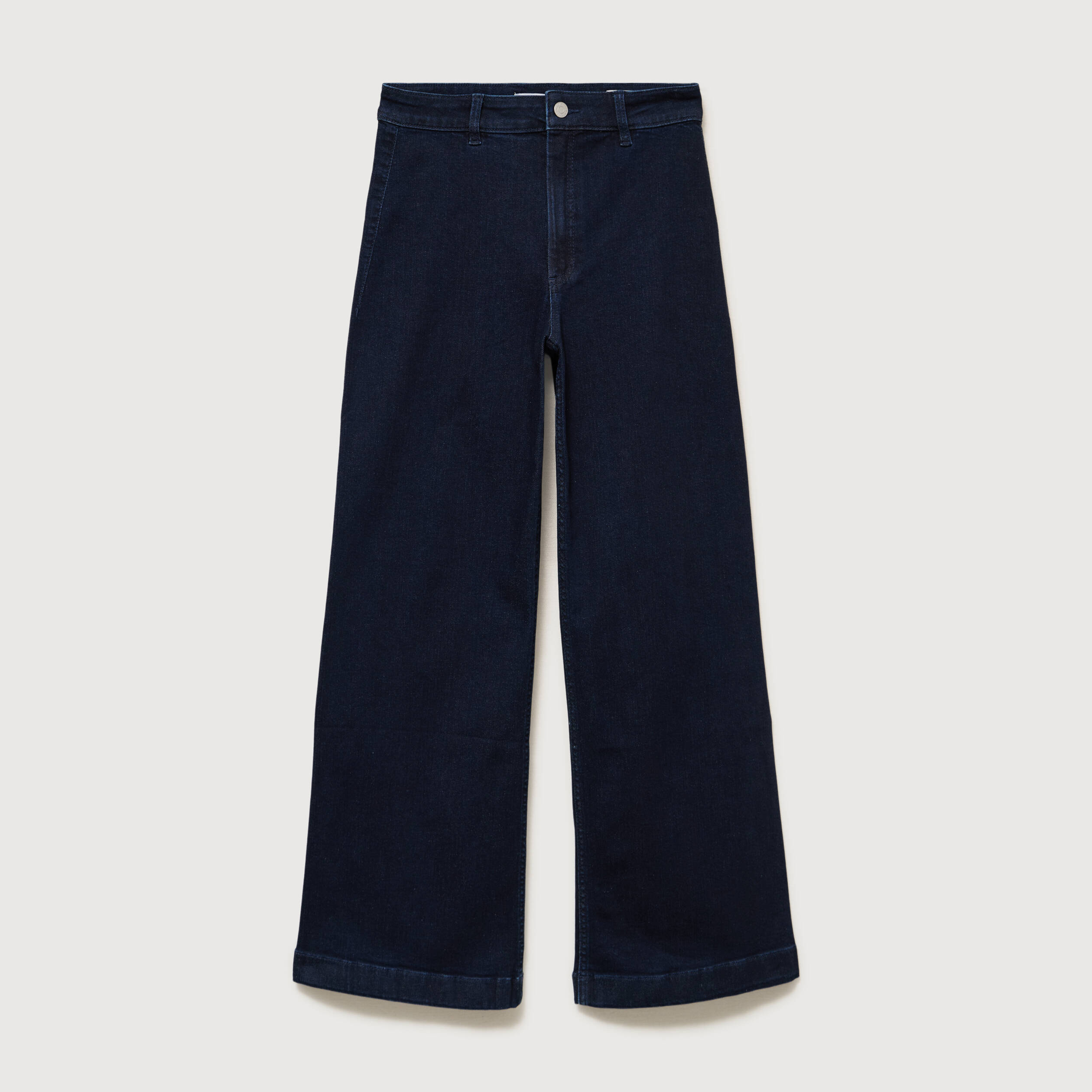 Jeans large taille haute denim brut rinse femme