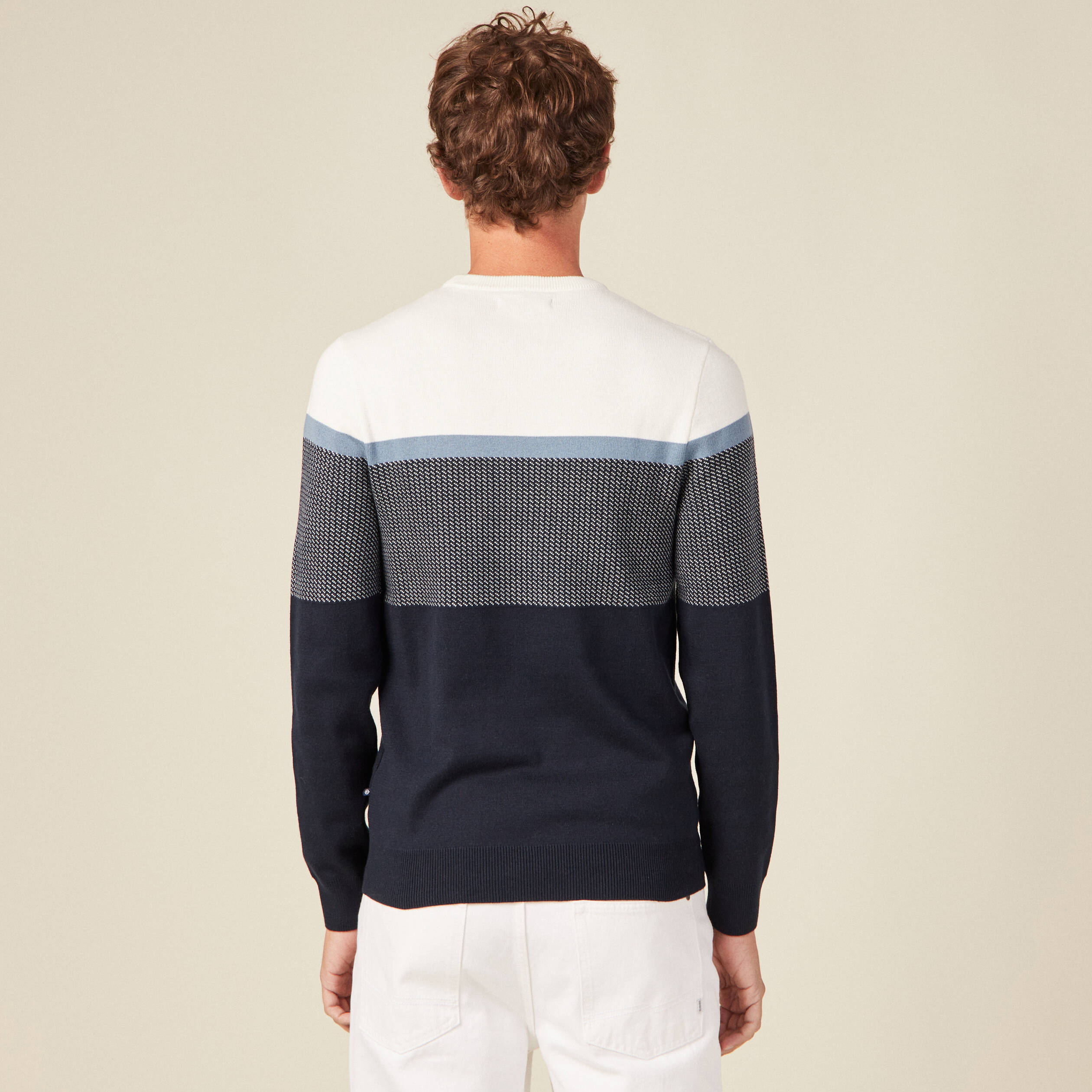Pull manches longues bleu marine homme
