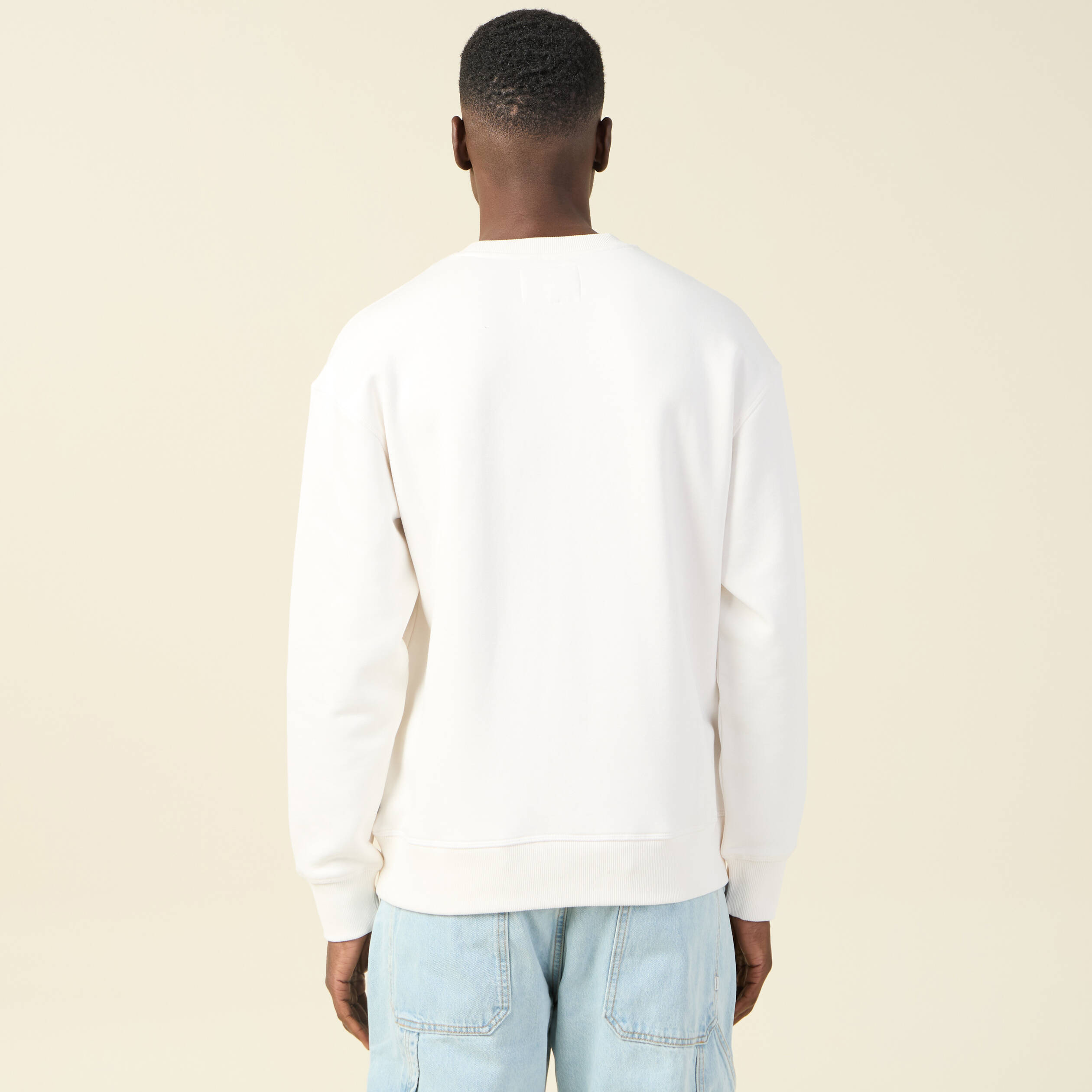 Sweat oversize col rond manches longues ecru homme