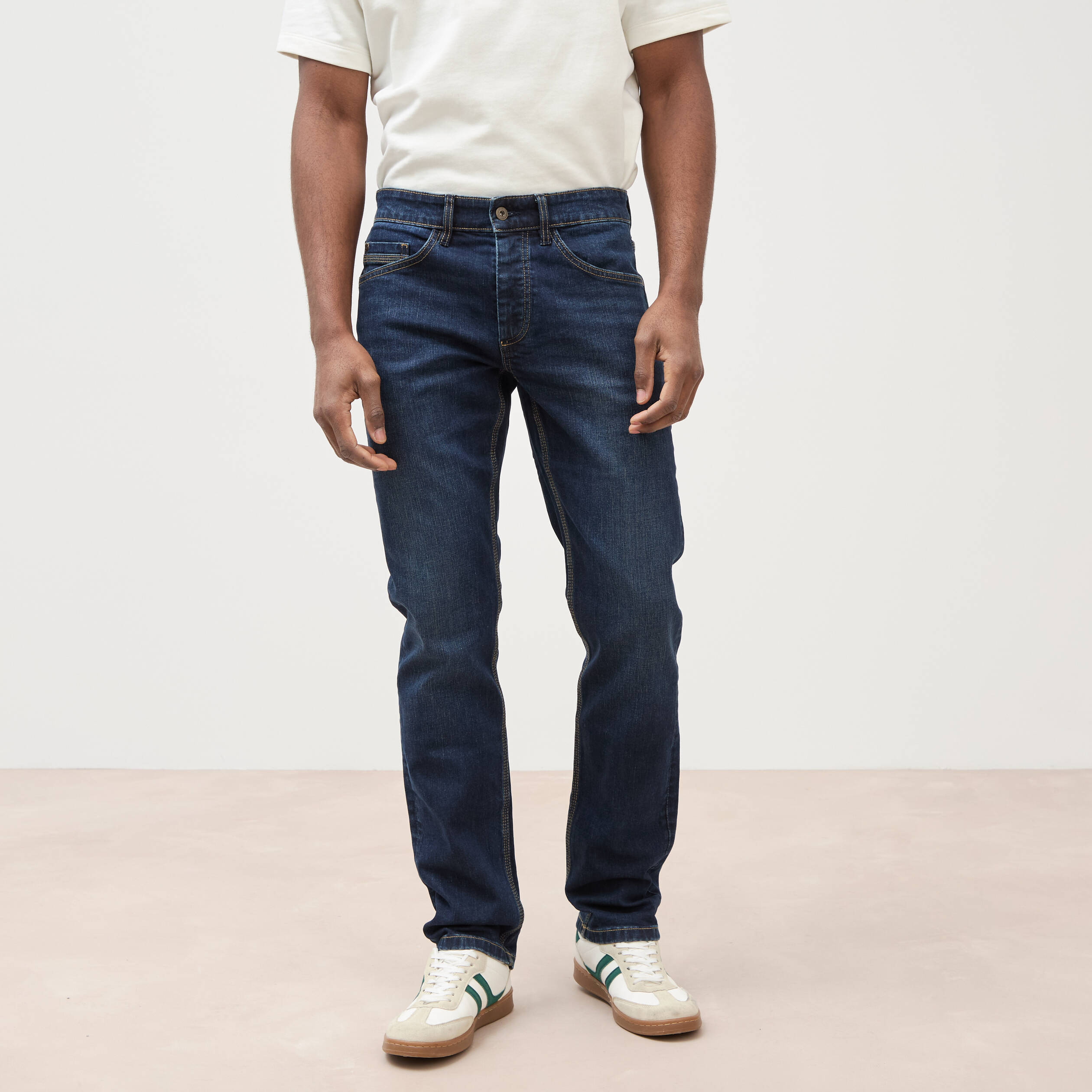Jeans straight longueur 34 denim brut homme