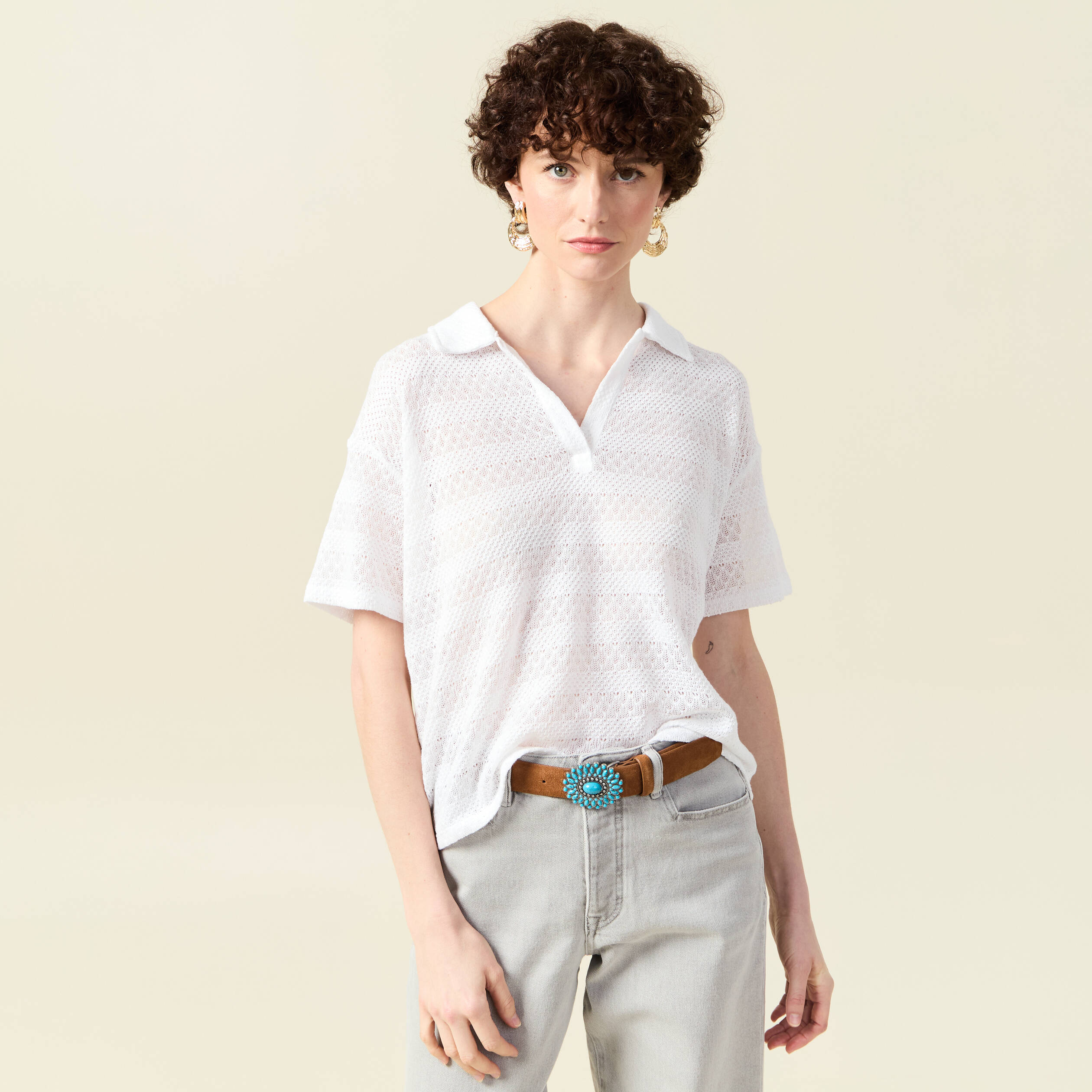 T-shirt manches courtes blanc femme
