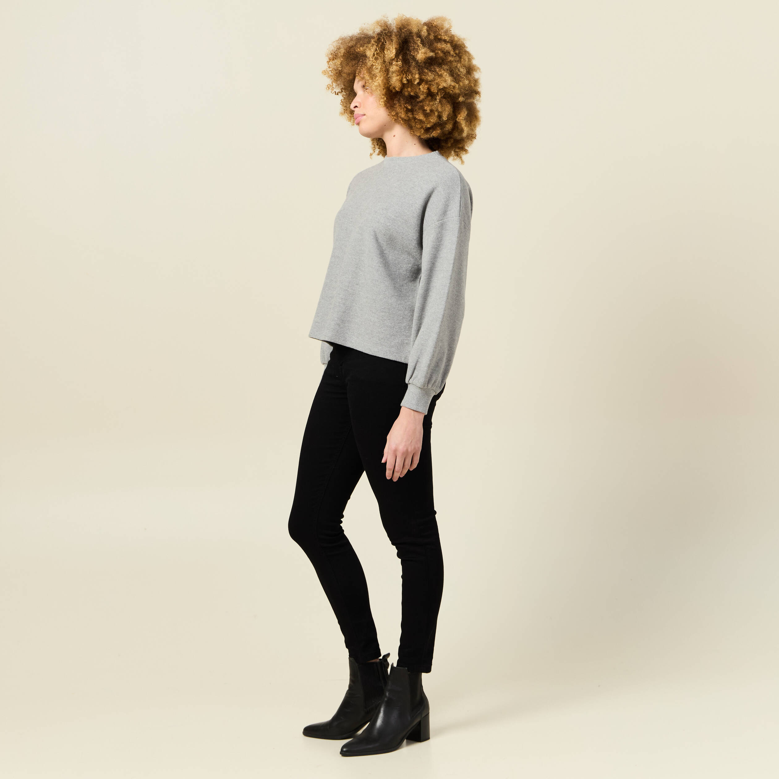 Sweat manches longues oversize gris femme
