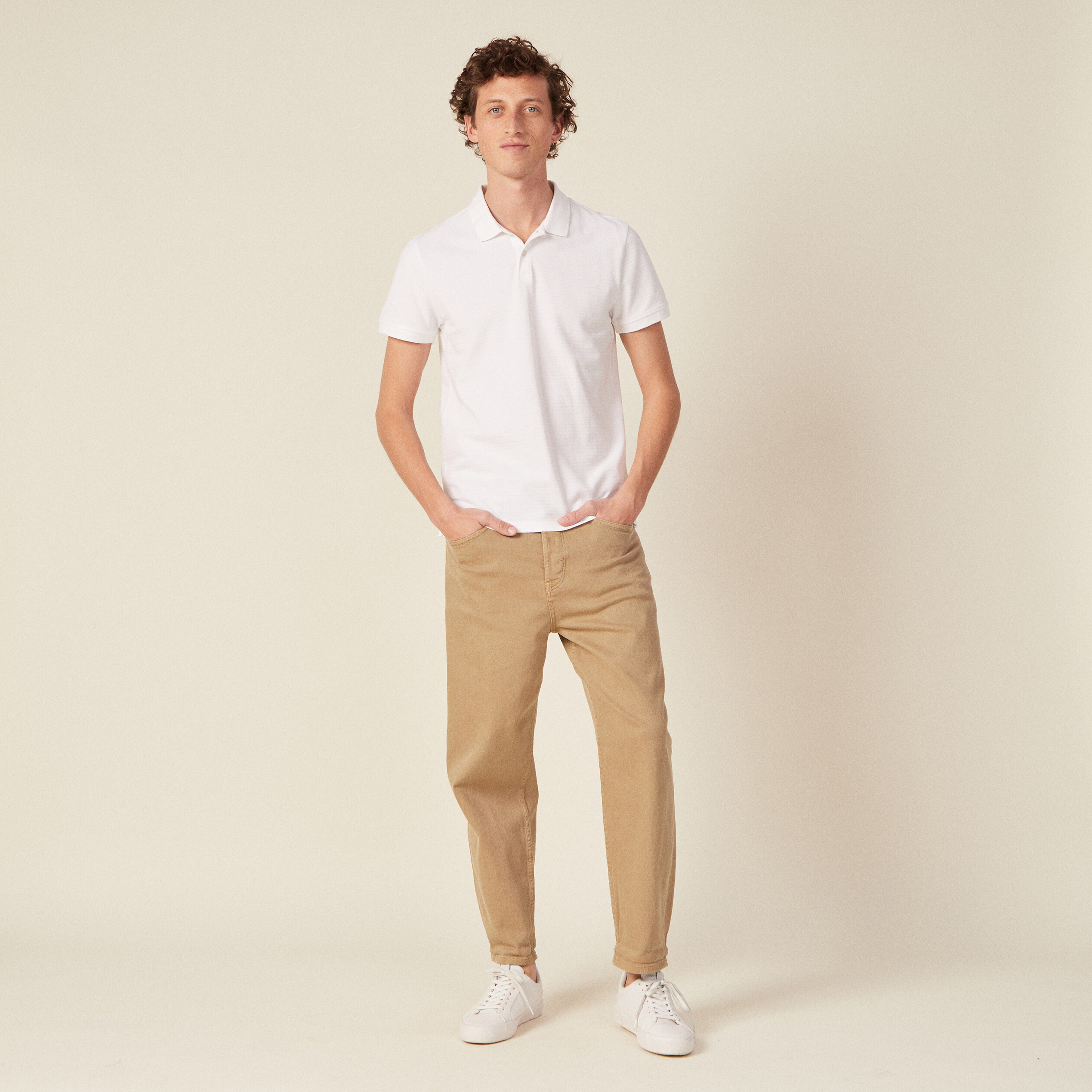 Polo manches courtes blanc homme